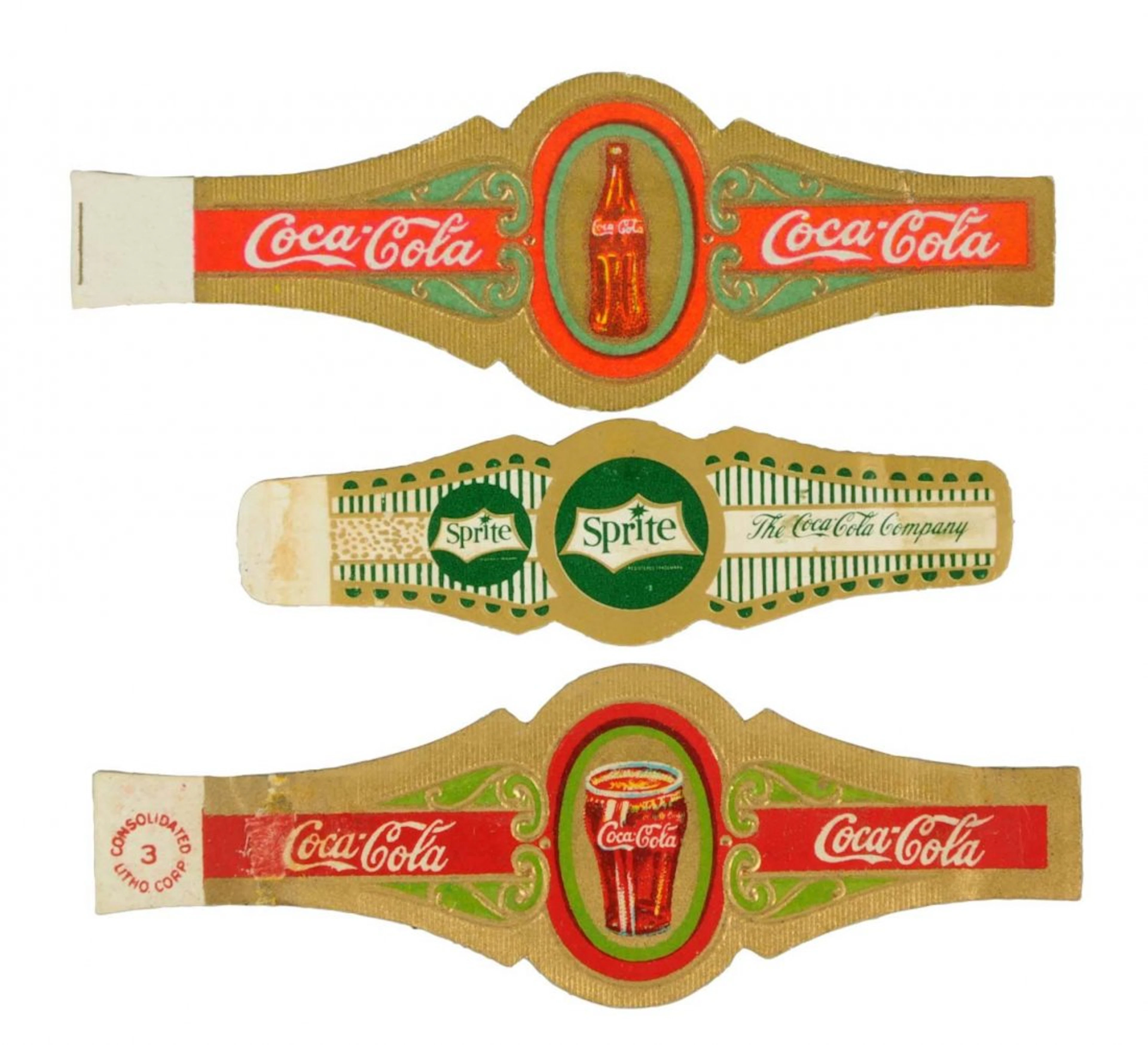 Lot of 3: Coca-Cola & Sprite Cigar Labels.