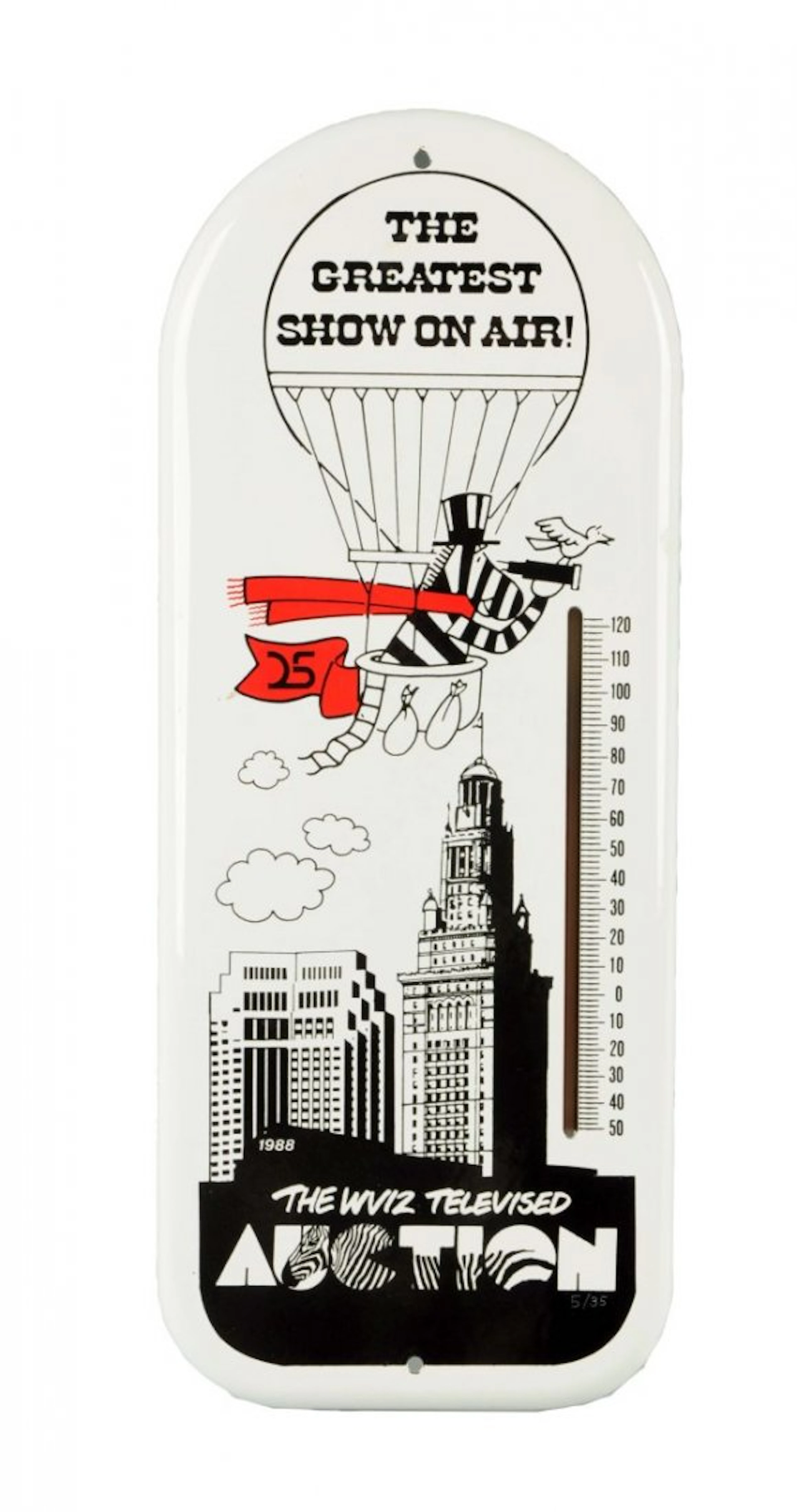 1988 WV12 Televised Auction Porcelain Thermometer.