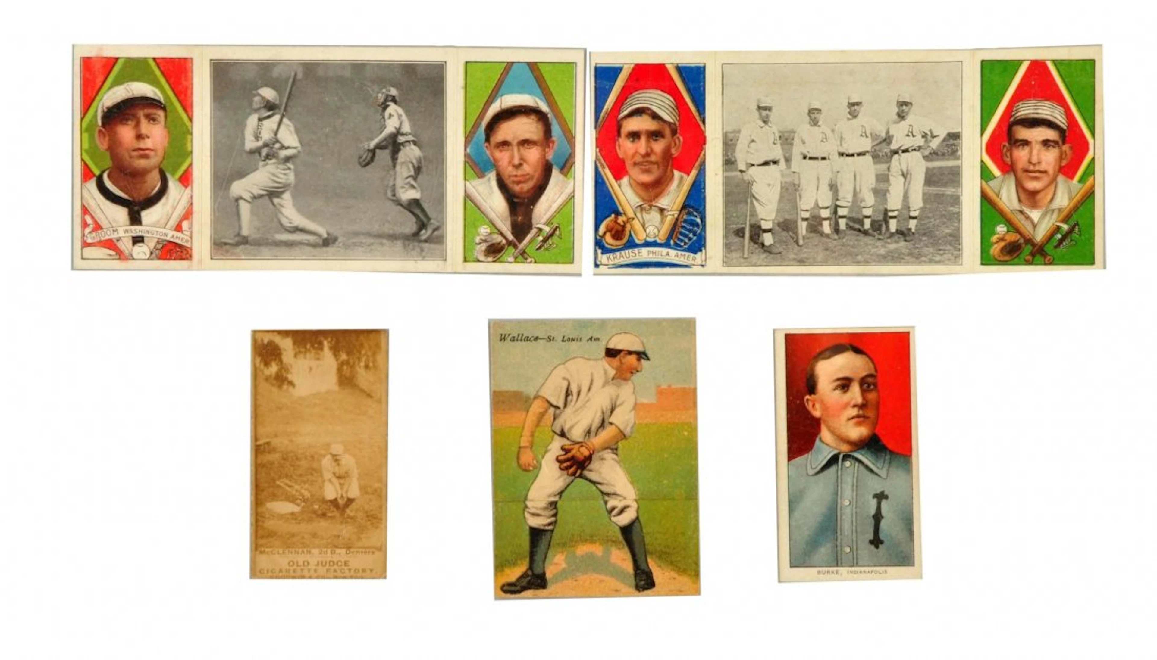 Lot of 5: Early American Made Baseball Cards.