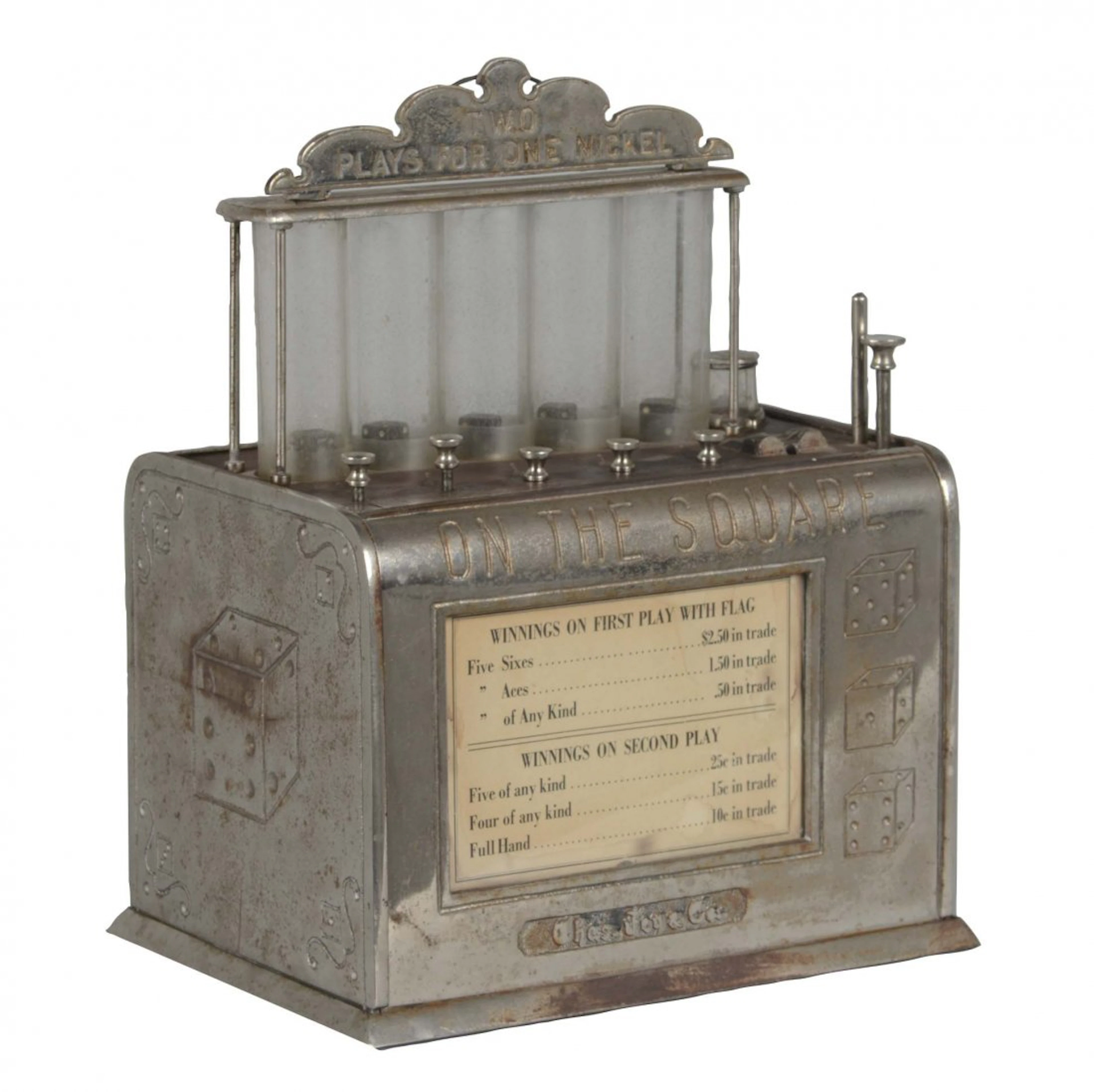 **5¢ Charles Fey On The Square Dice Trade Stimulator