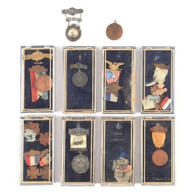 Lot consists of several US Civil War veteran medals for...