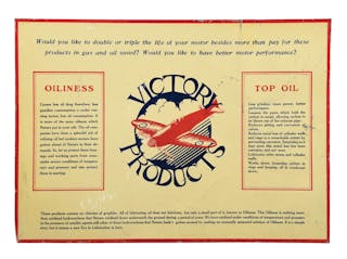 VICTORY PRODUCTS TIN SIGN.