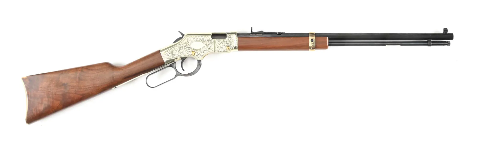 (M) ENGRAVED HENRY GOLDEN BOY LEVER ACTION RIFLE IN .22 MAGNUM. | Barnebys