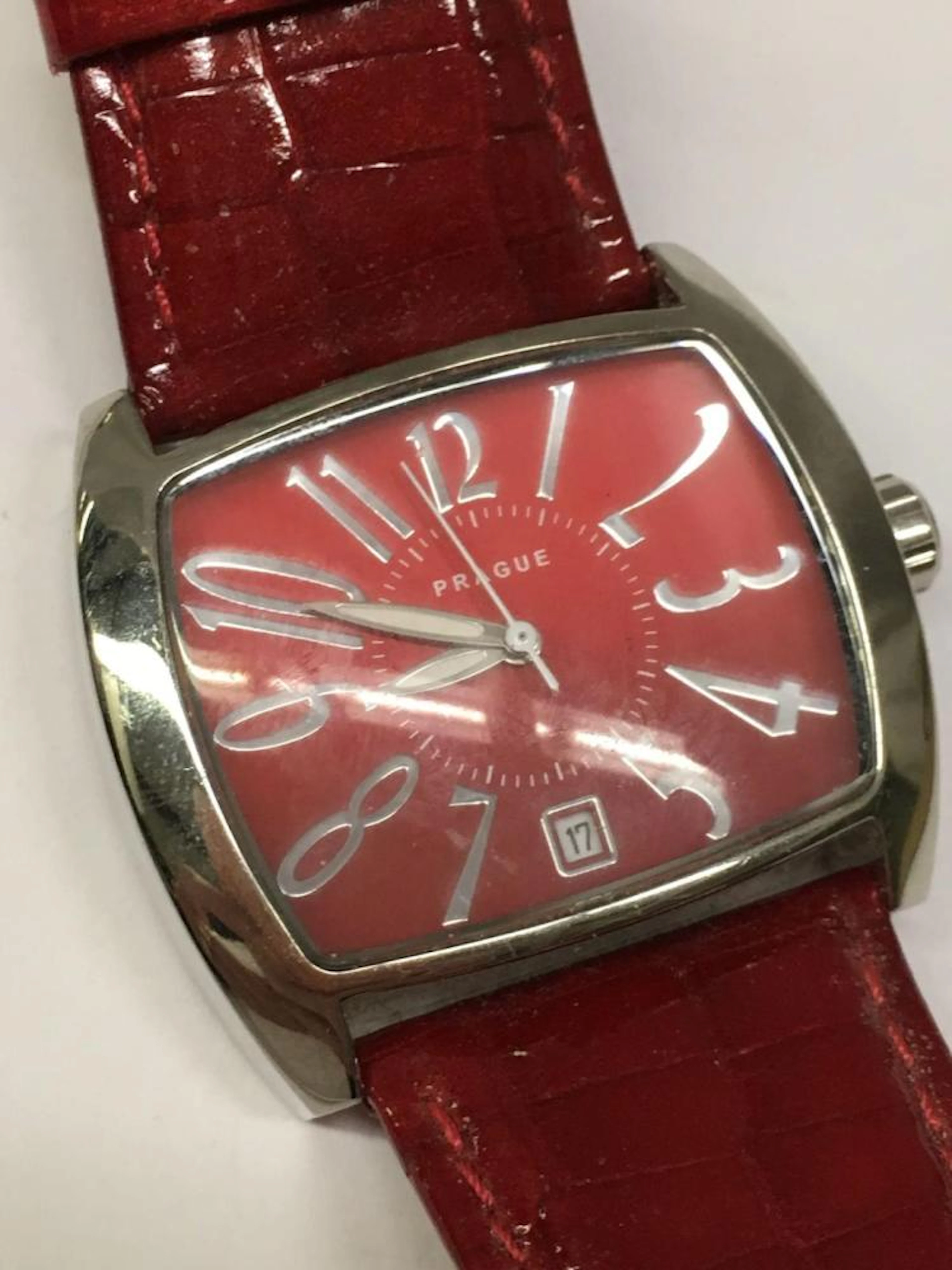 Prague Wrist Watch With Red Leather Armband