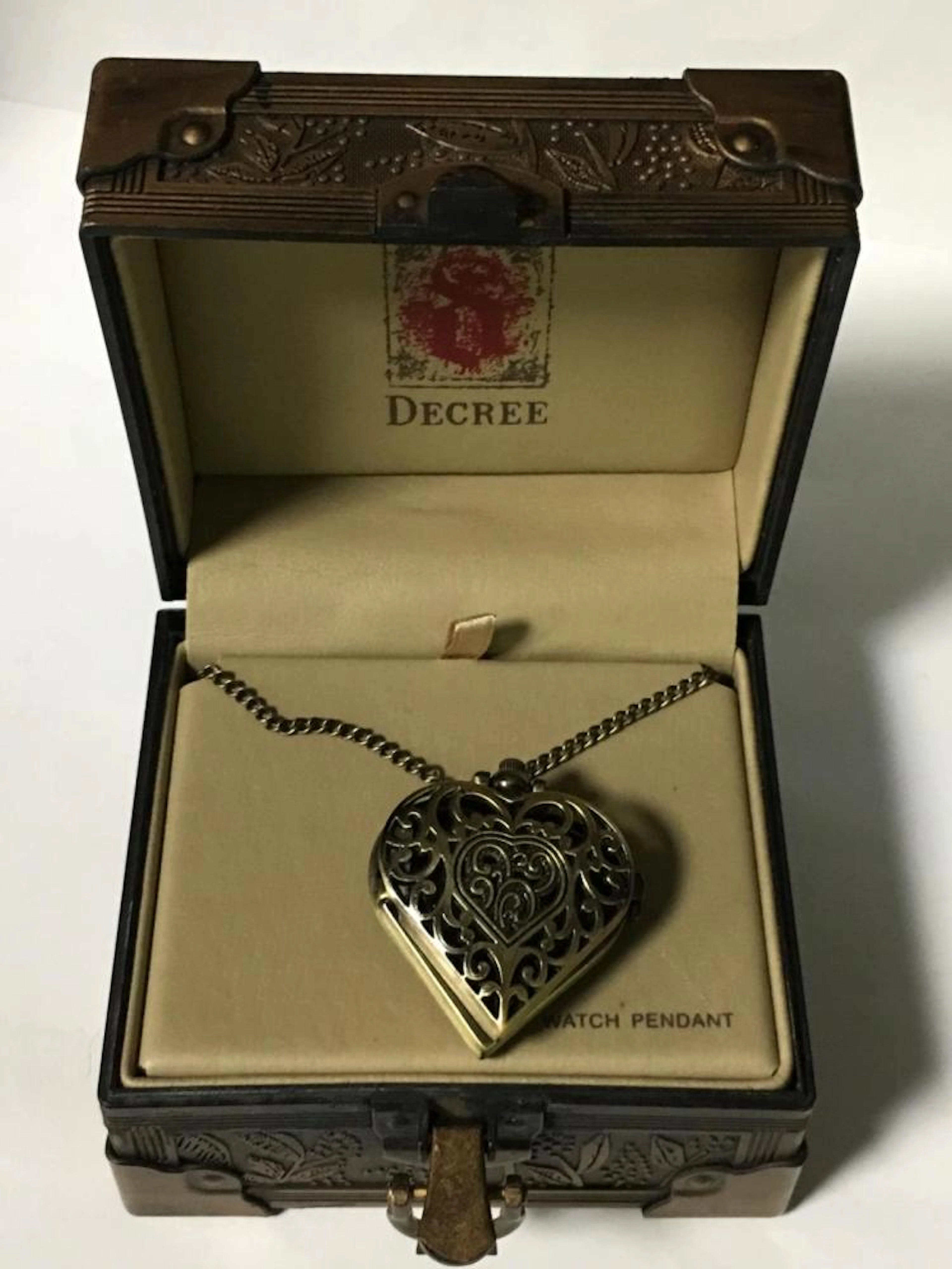 Decree Watch Heart Shaped Pendant Necklace