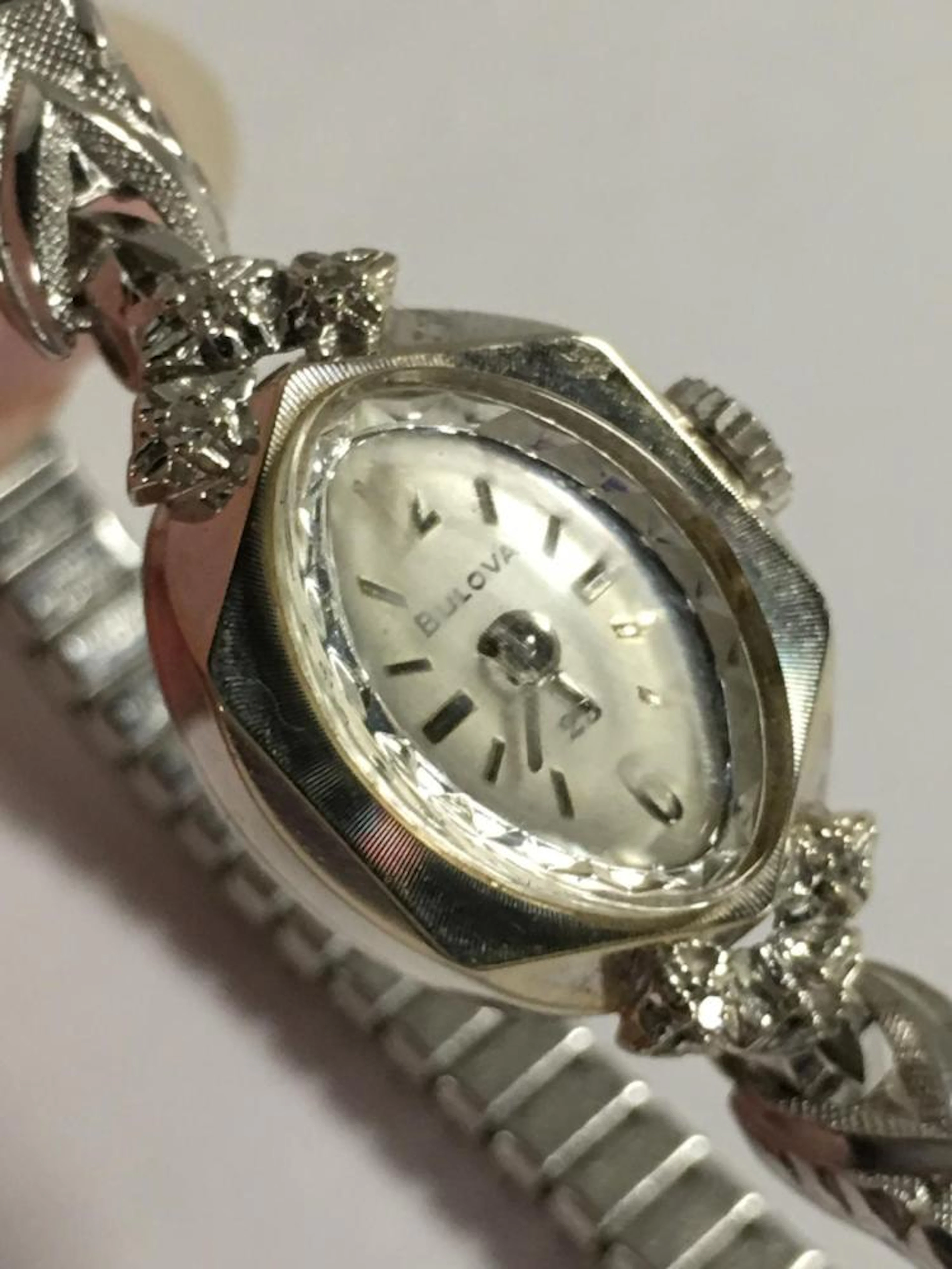 14k White Gold And Diamond Bulova Watch