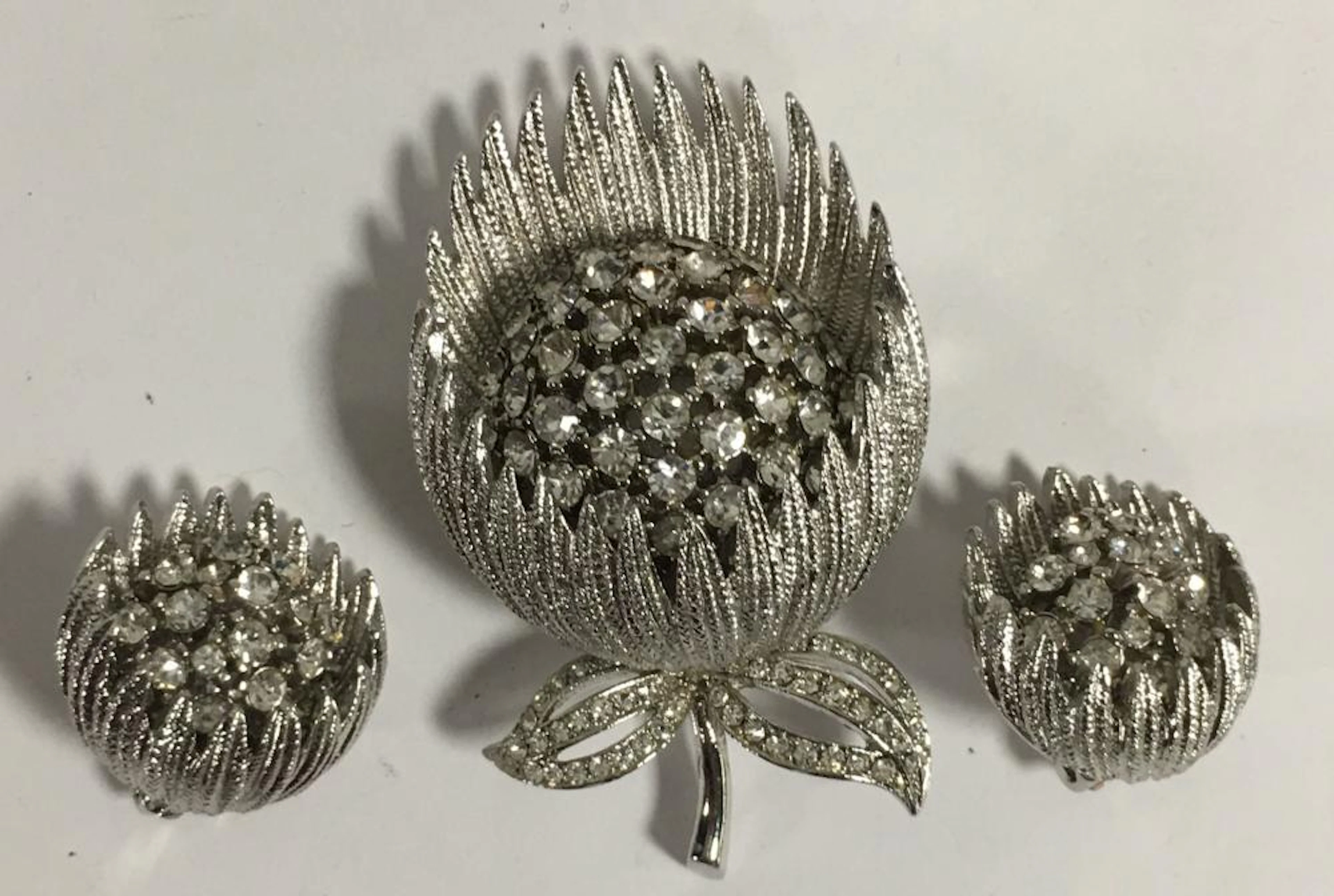 Vintage Rhinestone Broche & Matching Earrings