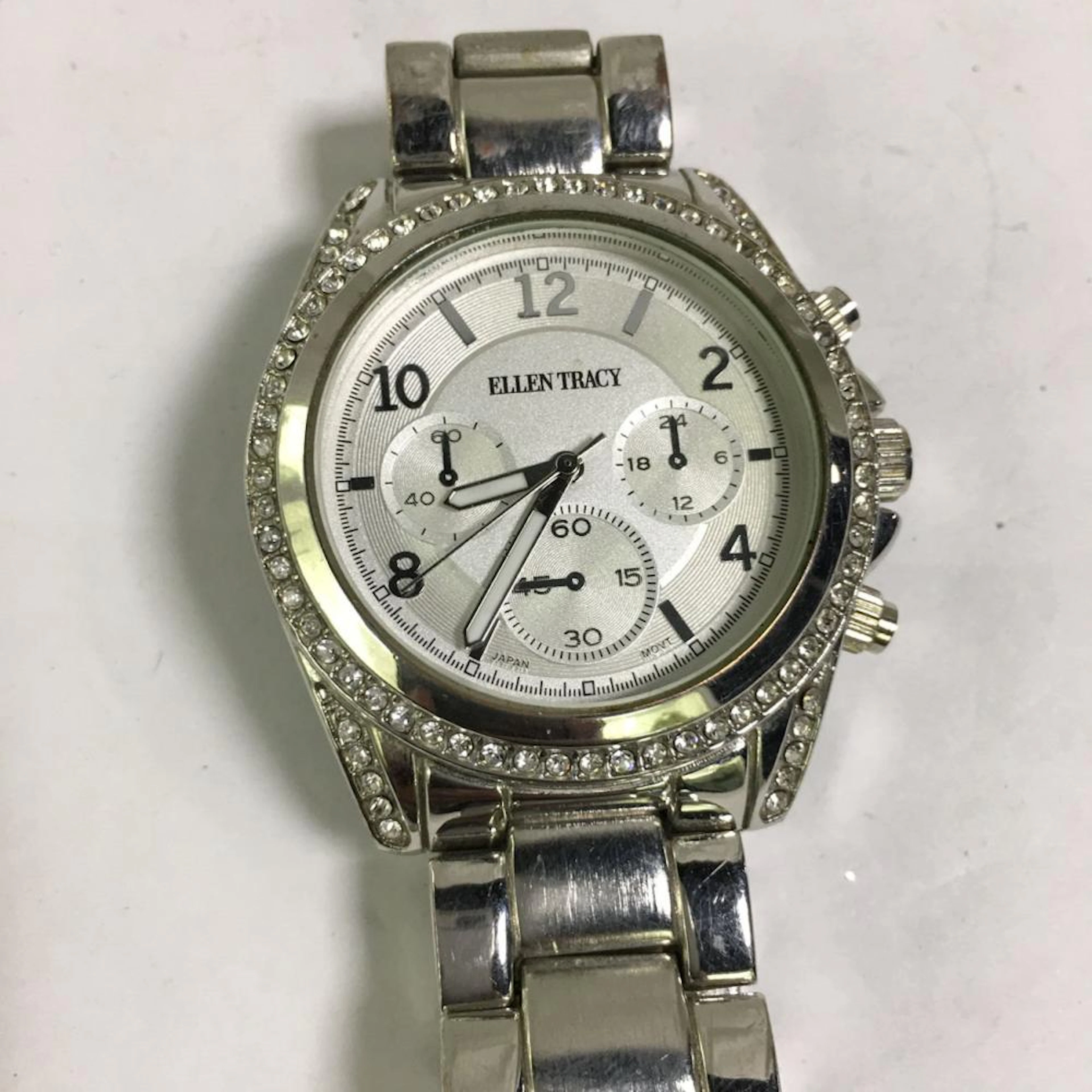 Ellen Tracy Wristwatch With Clear Stones