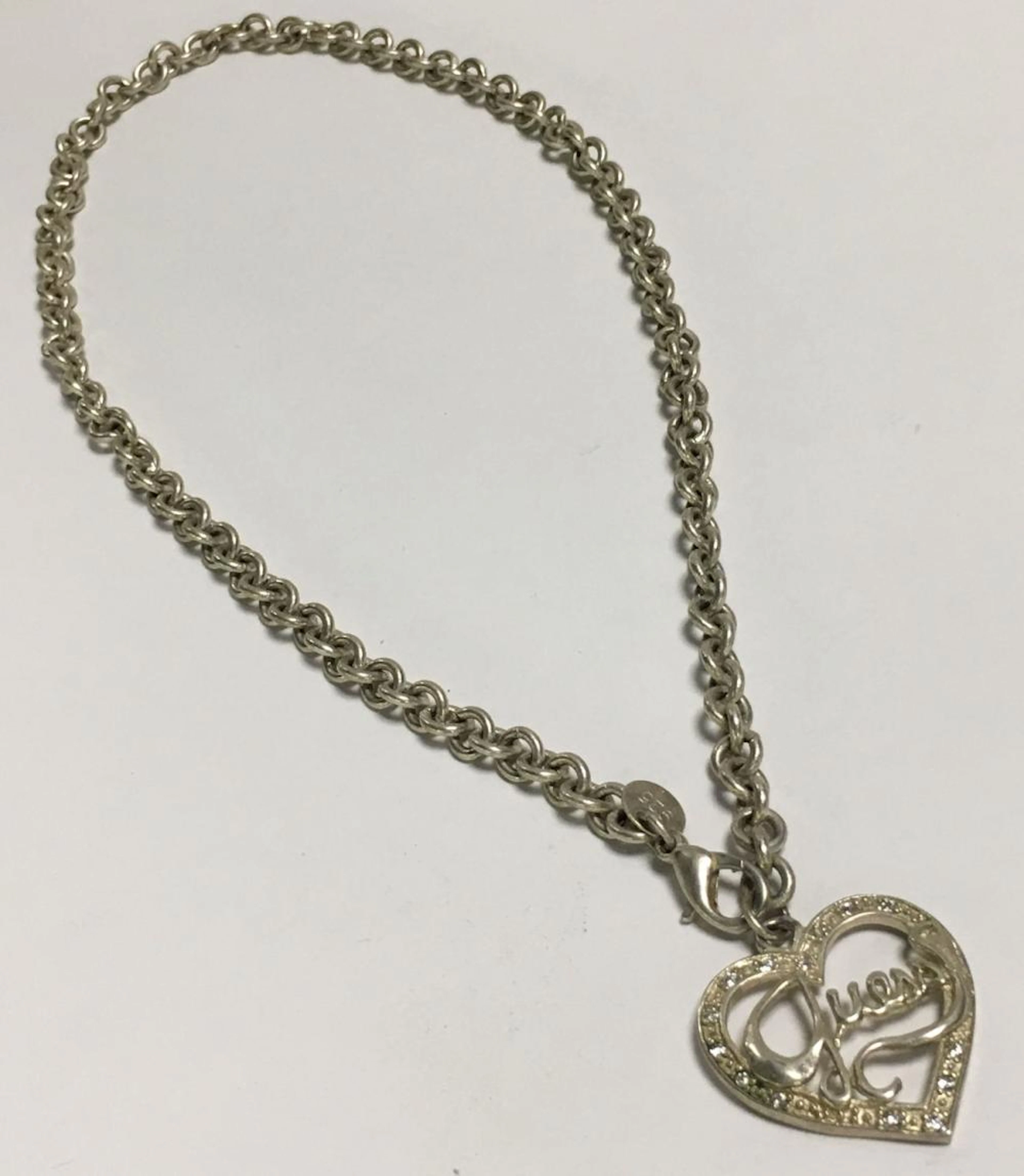 Sterling Silver Heart Guess Necklace