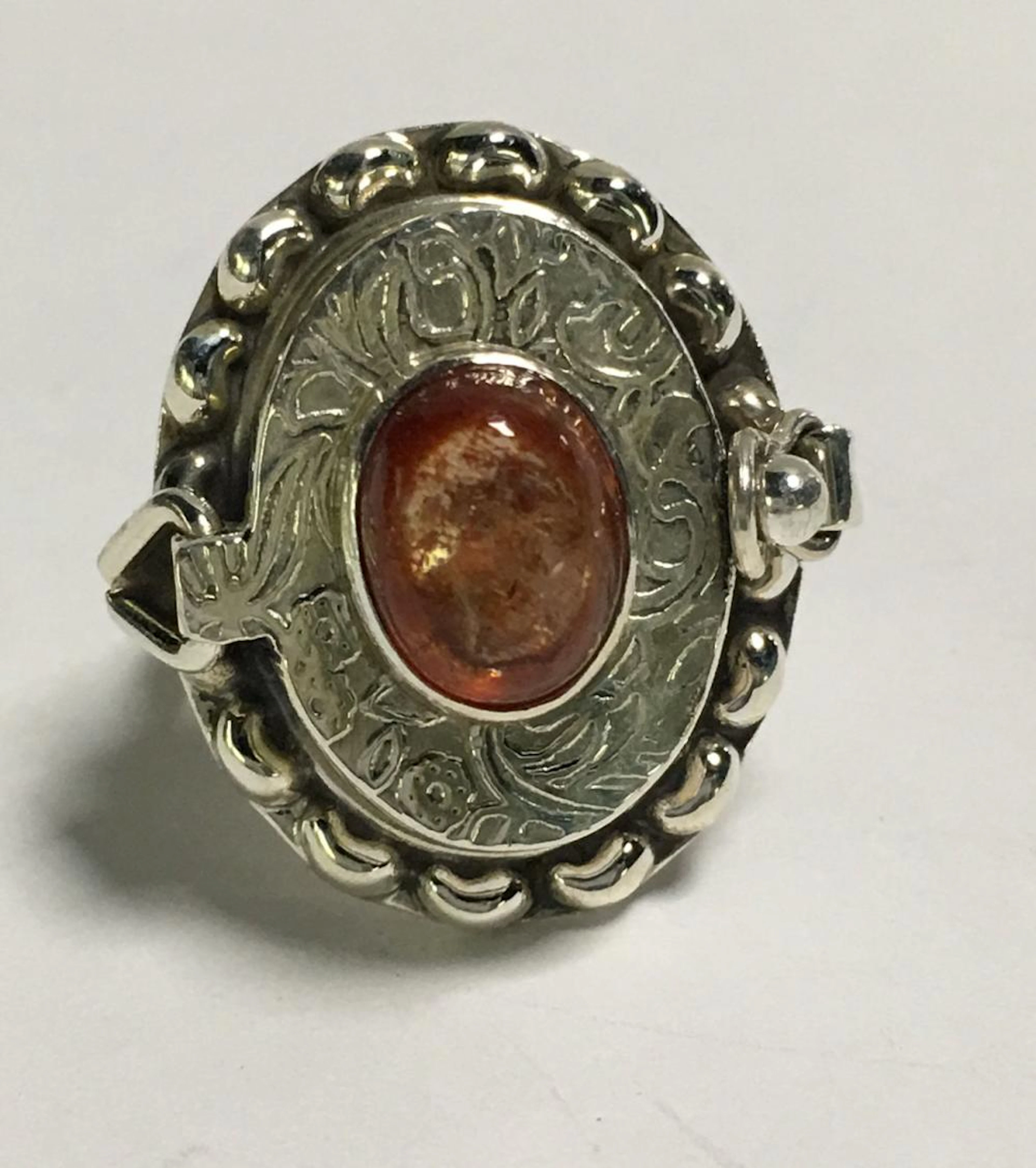 Sterling Silver Sunstone Poison Ring