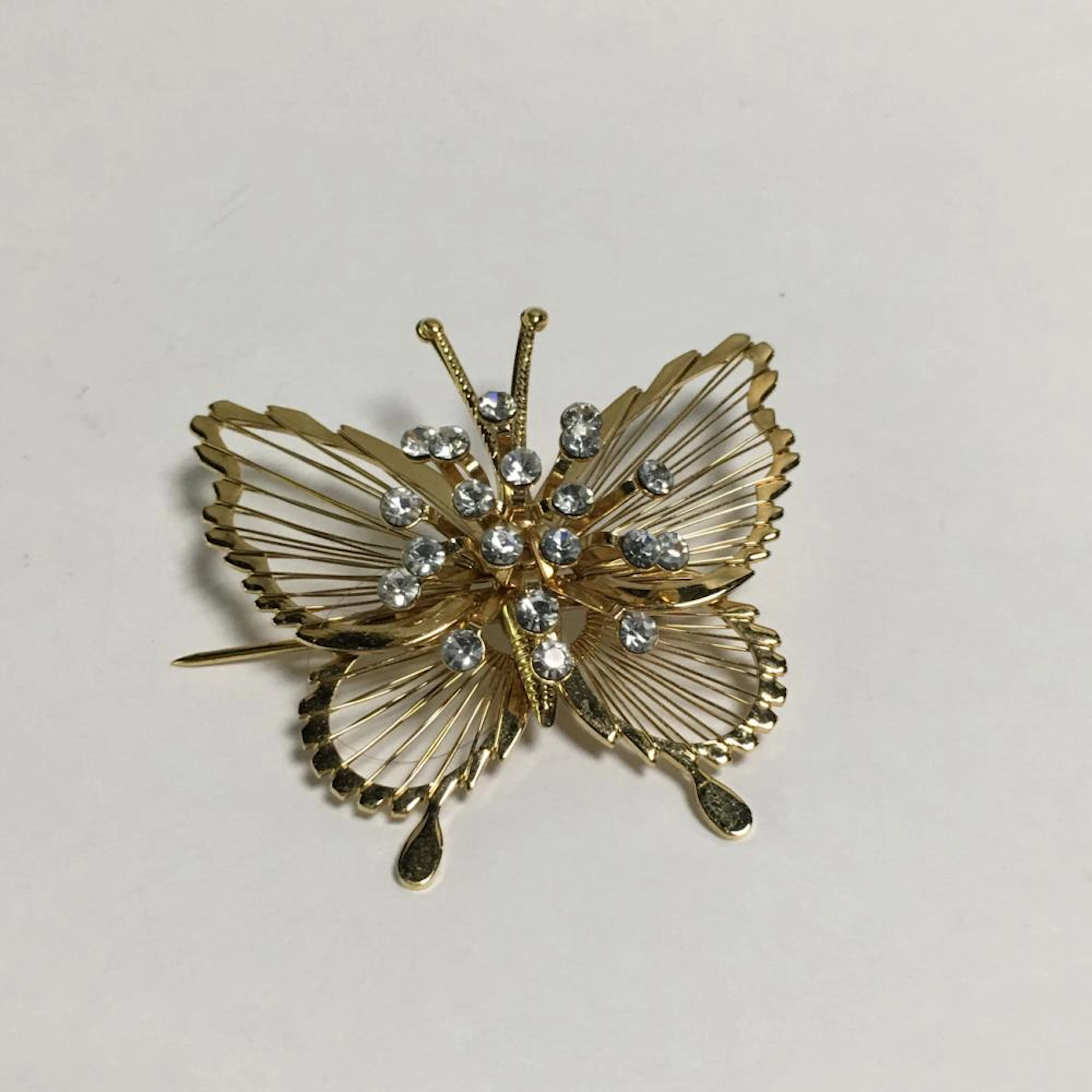 Monet Butterfly Pin With Clear Stones