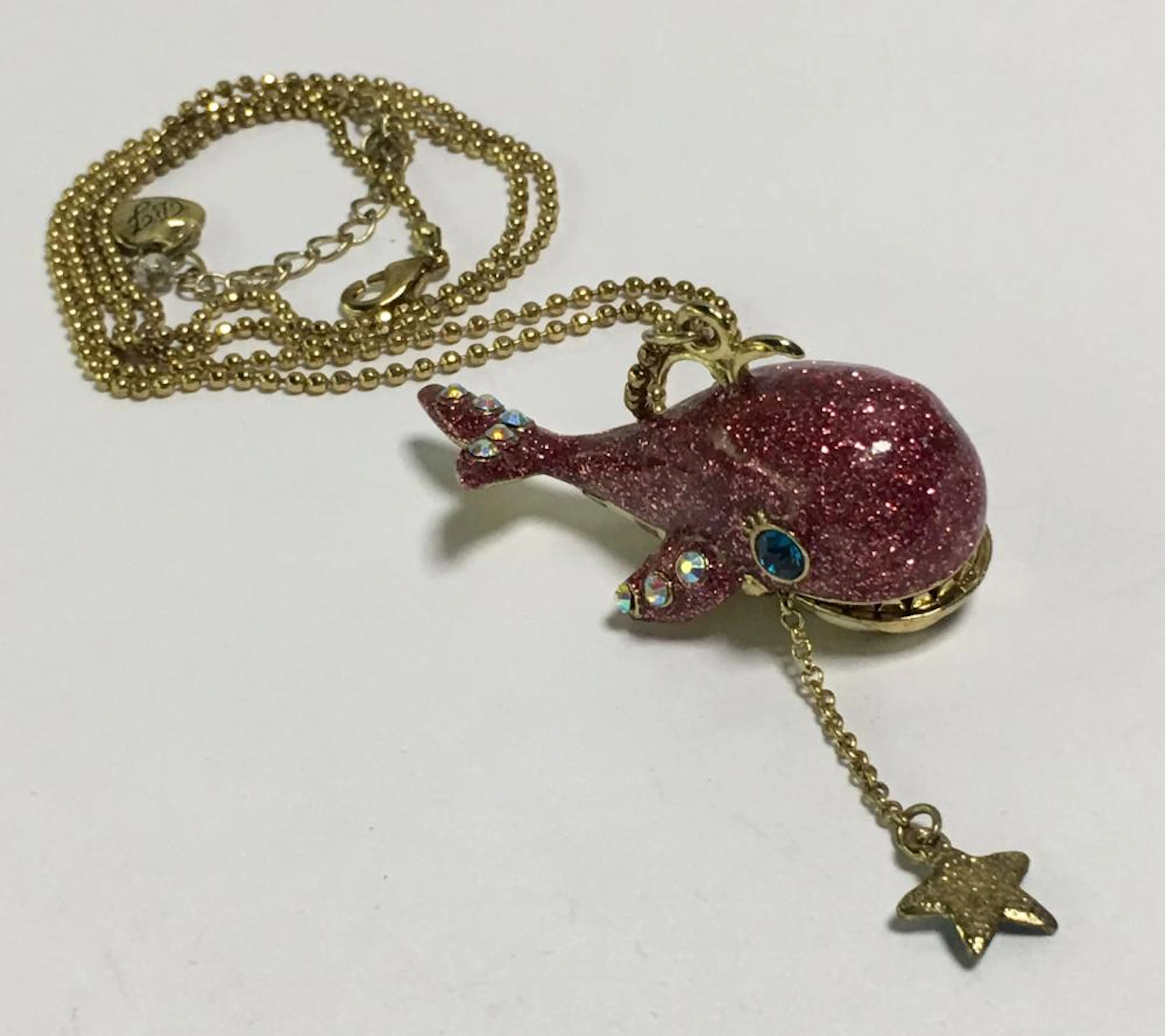 Signed Betsey Johnson Dolphin Pendant Necklace