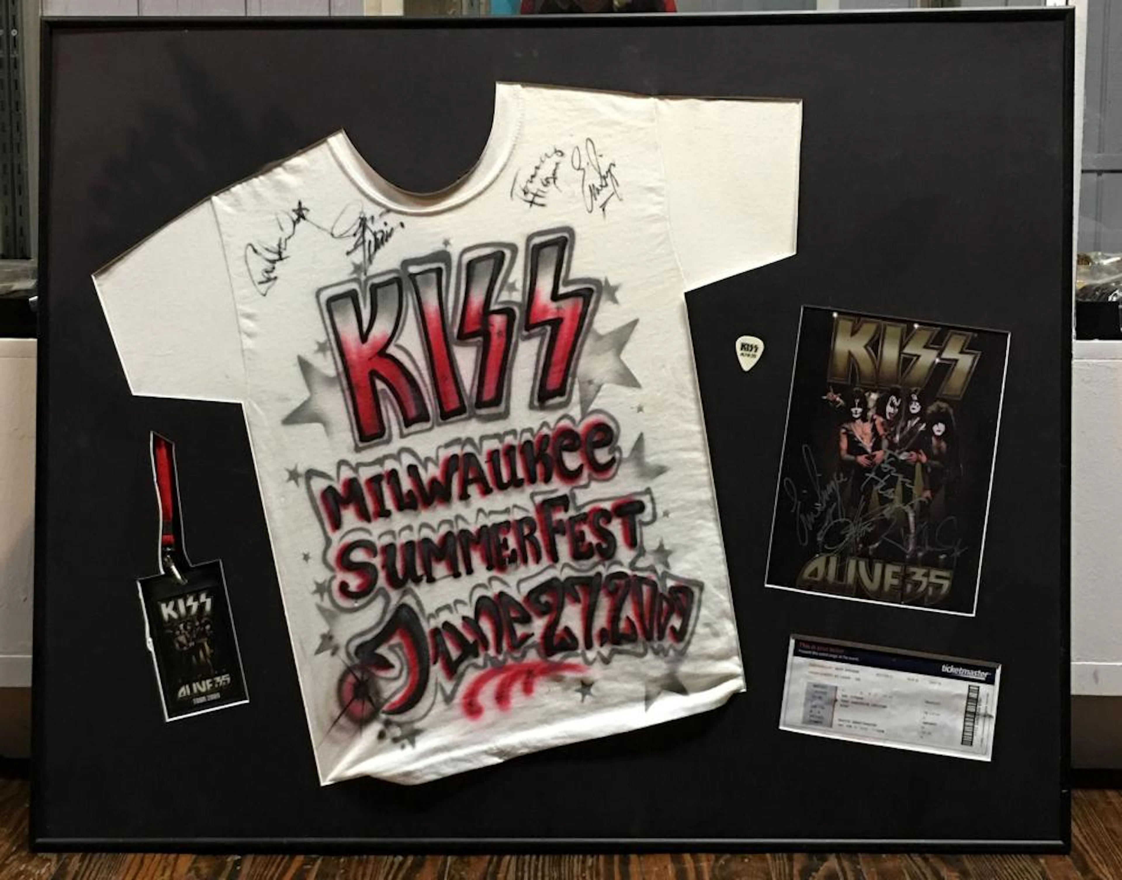 Framed & Autographed Kiss Memorabilia