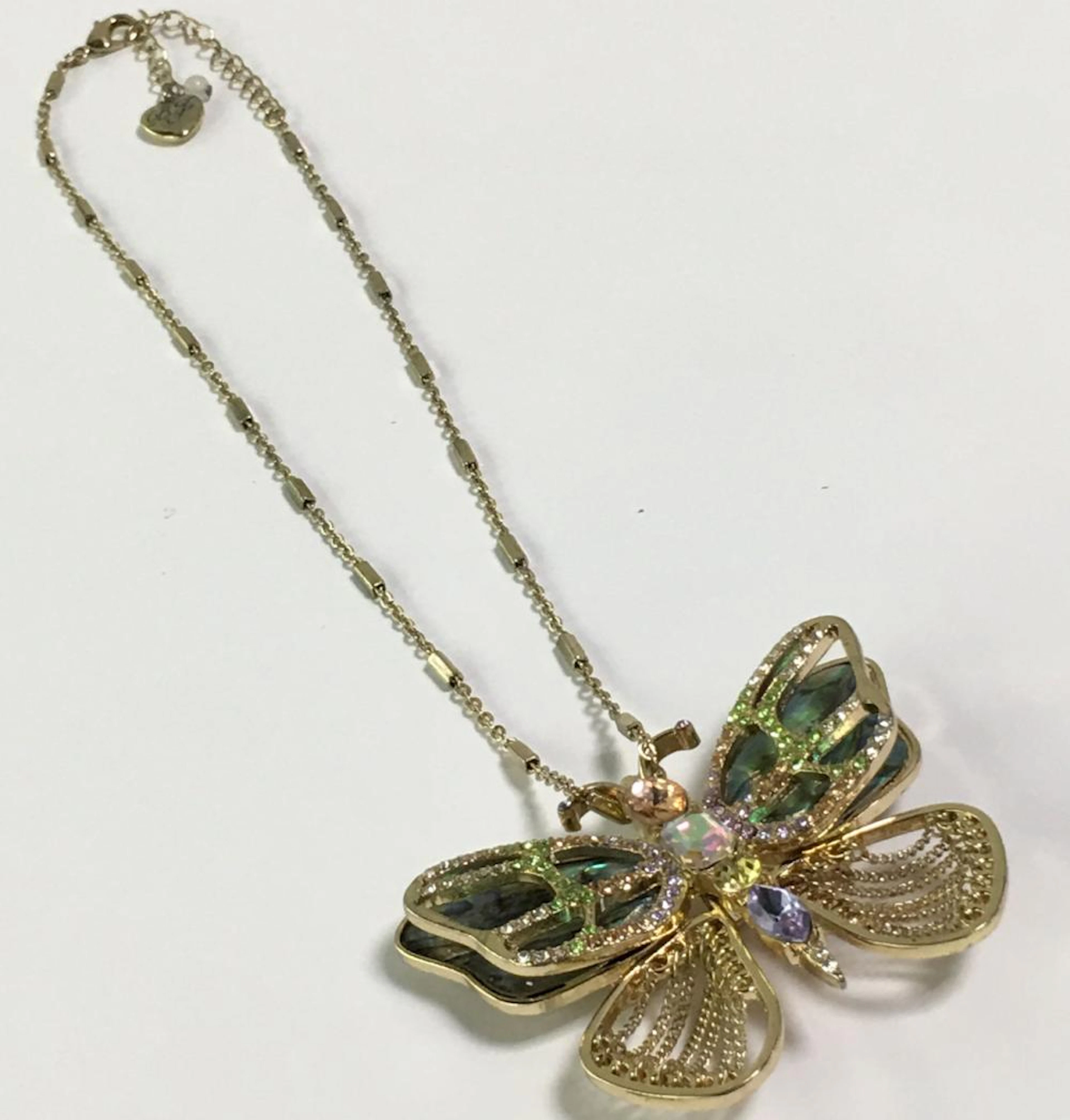 Betsey Johnson Rhinestone Butterfly Necklace/pi