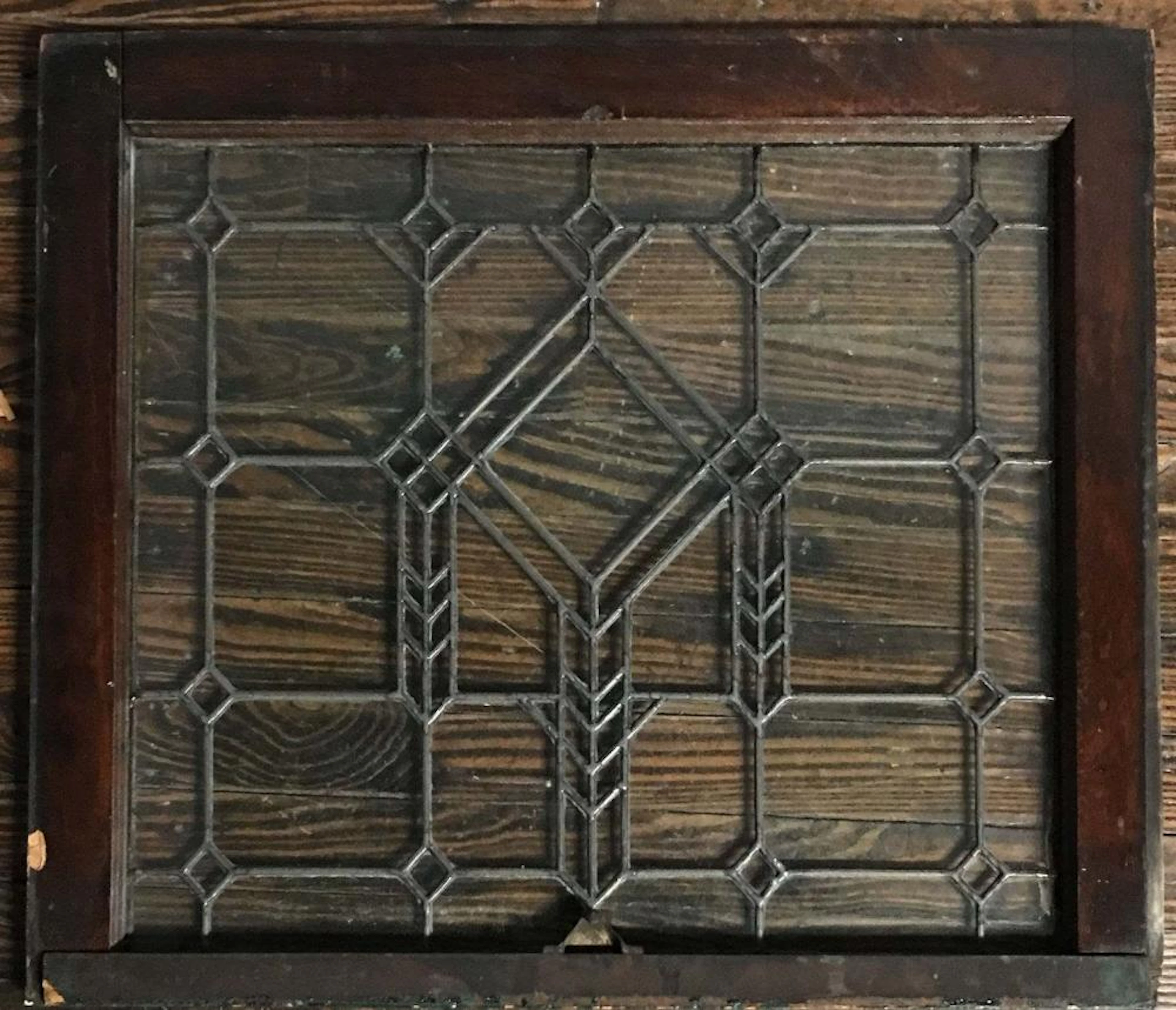 Prairie School Period Leaded Glass Window