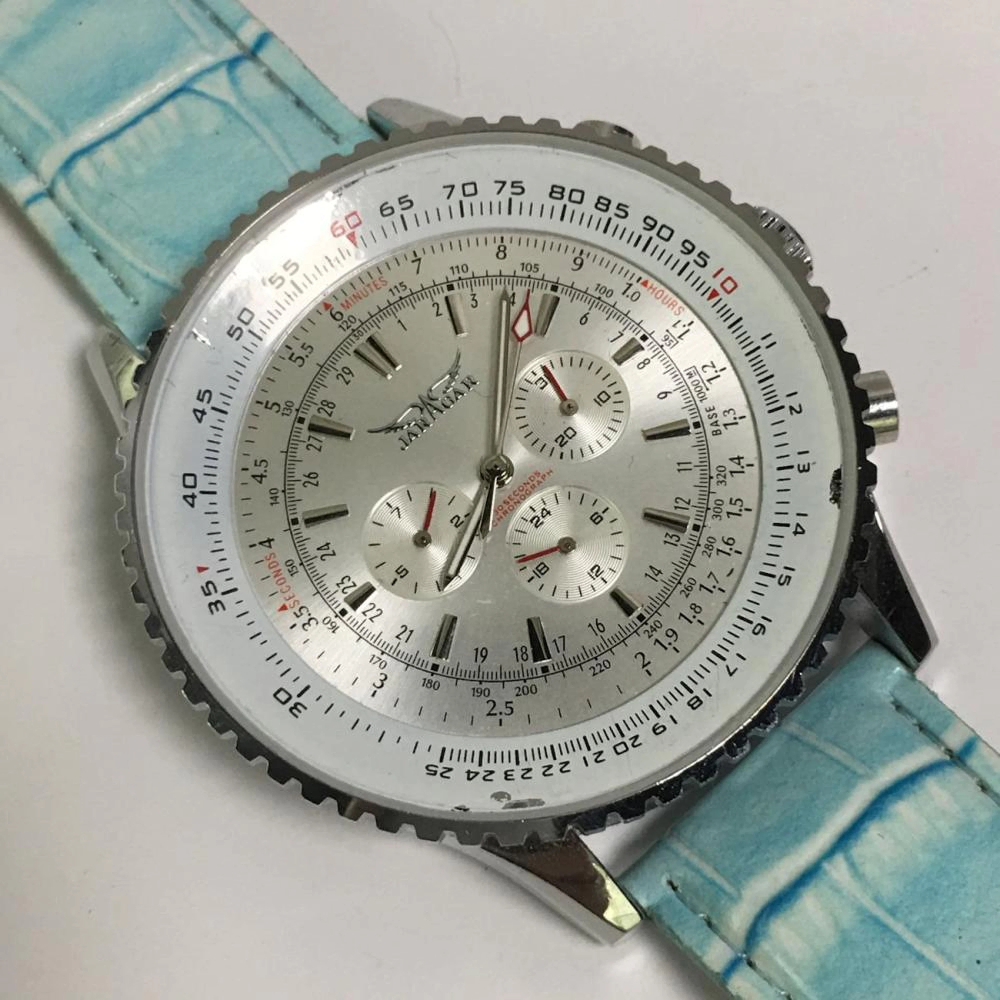 Jaragar Blue Genuine Leather Wrist Watch