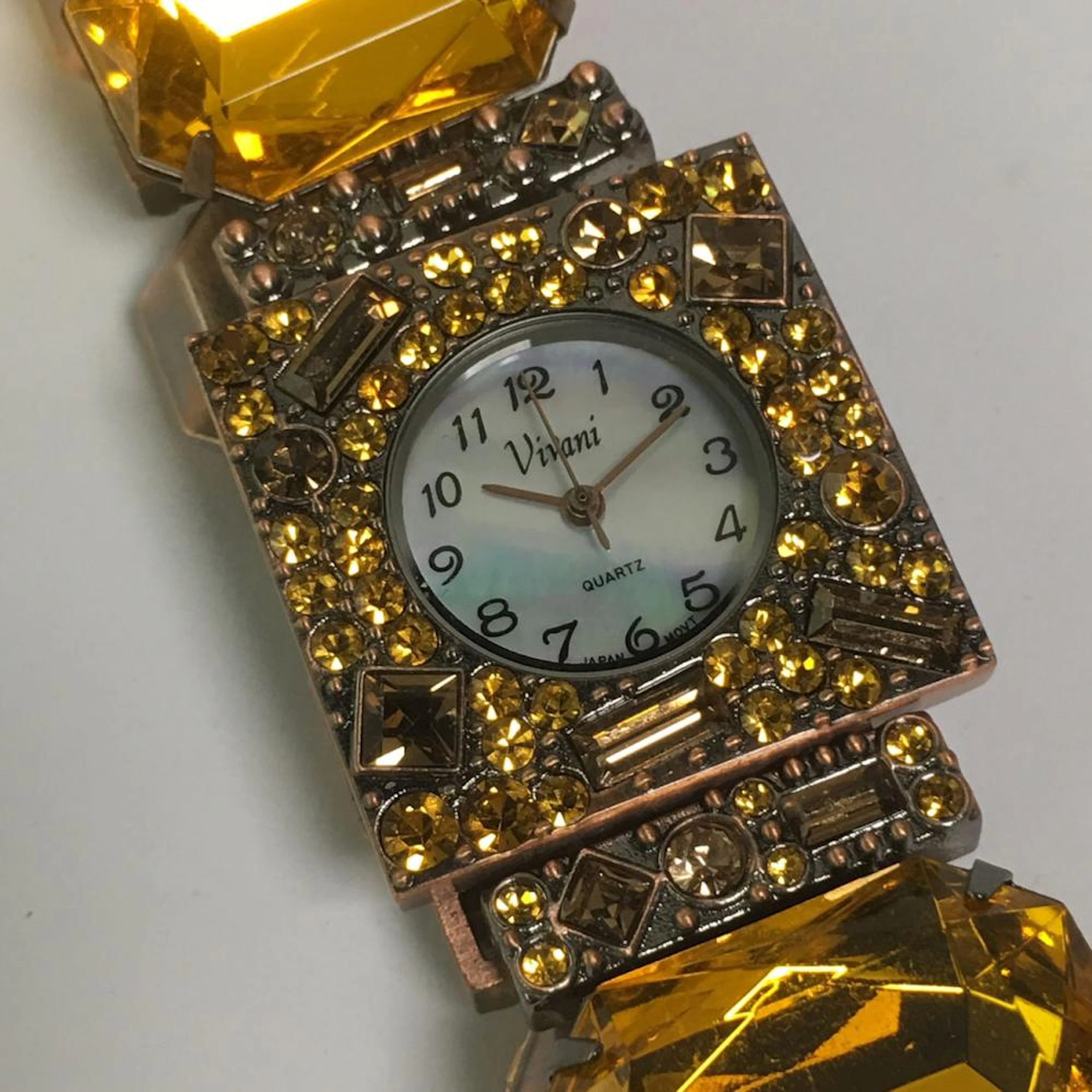 Vivani Quartz Orange Rhinestone Watch