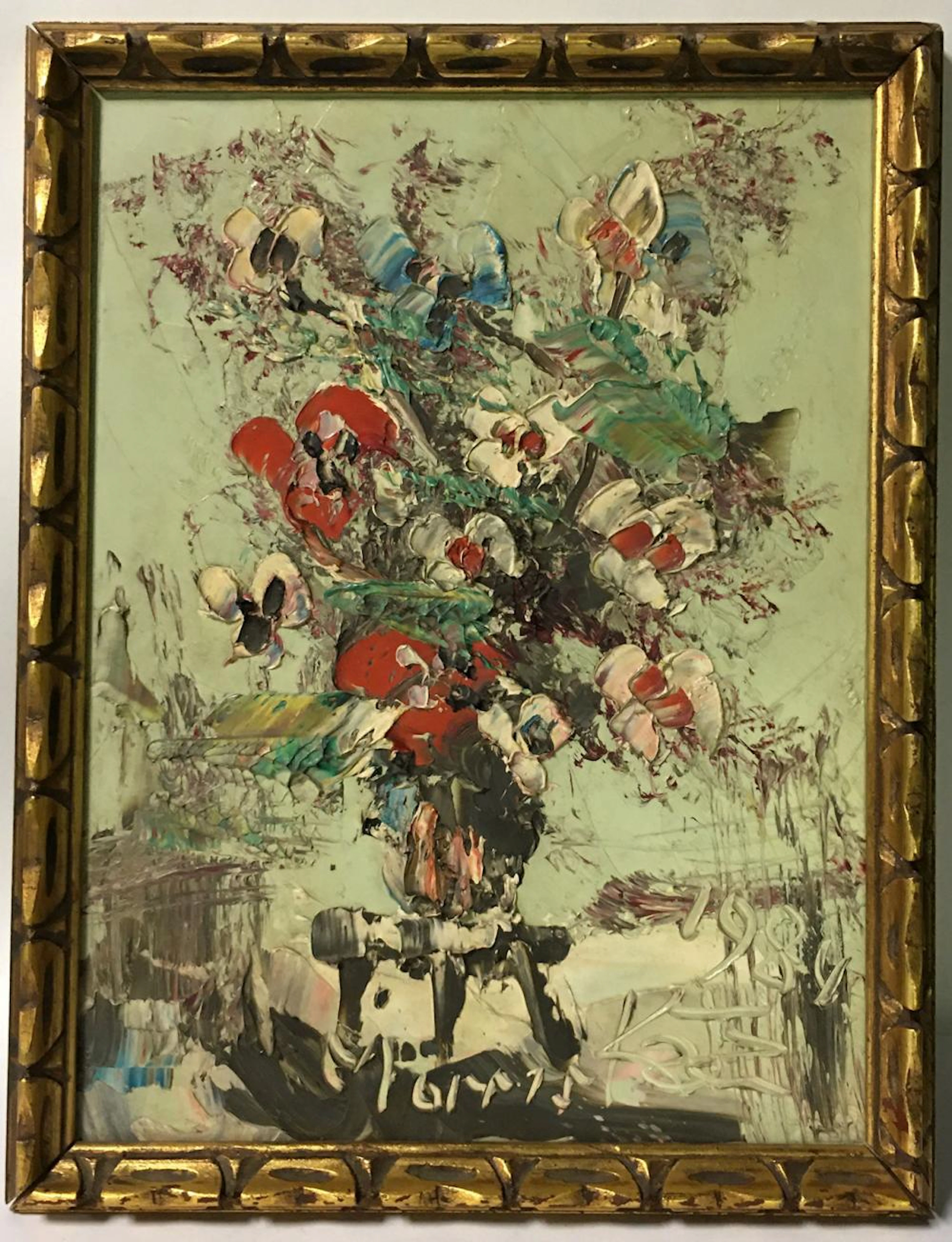 Morris Katz 1984 Oil On Board Flower Still Life