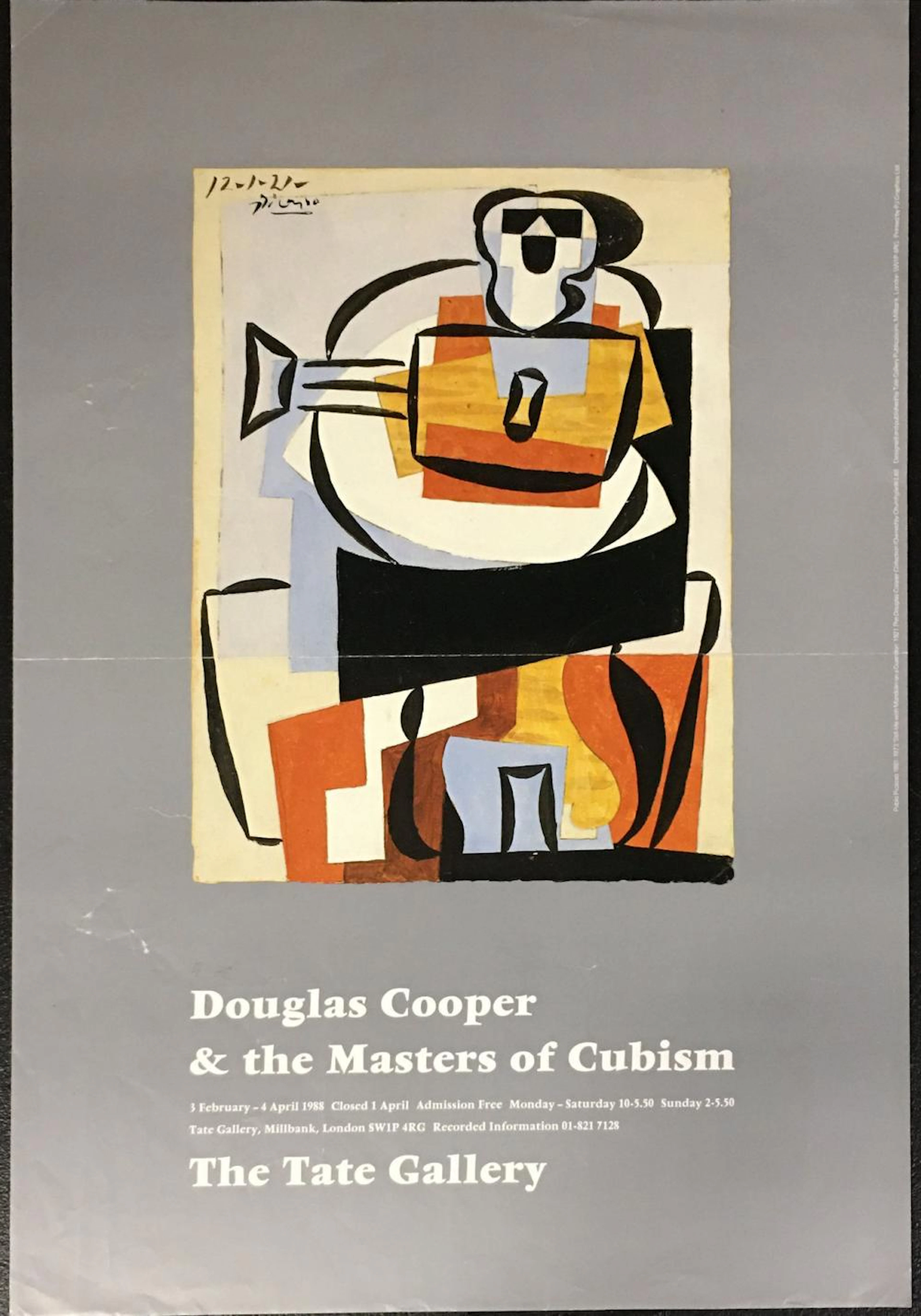 Pablo Picasso Exhibition Poster, The Tate Gallery