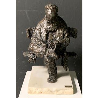 Irwin Hyman Bronze Sculpture, Dozing Rabbi