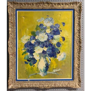 Signed M. Rice Oil On Canvas Flower Still Life