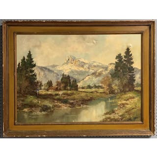Rhine Valley Switzerland Landscape Oil On Canvas