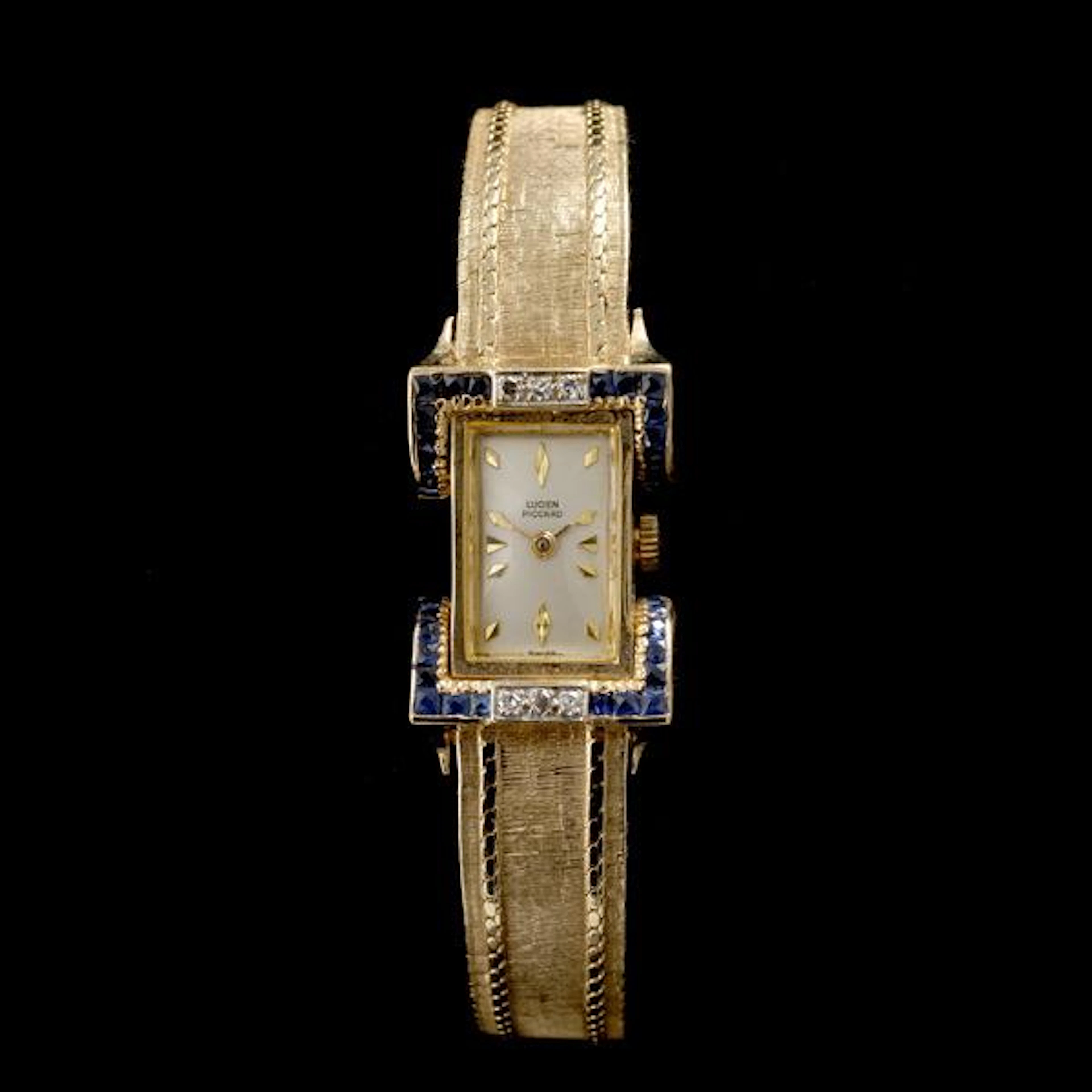 Lucien piccard sapphire, diamond, gold wristwatch