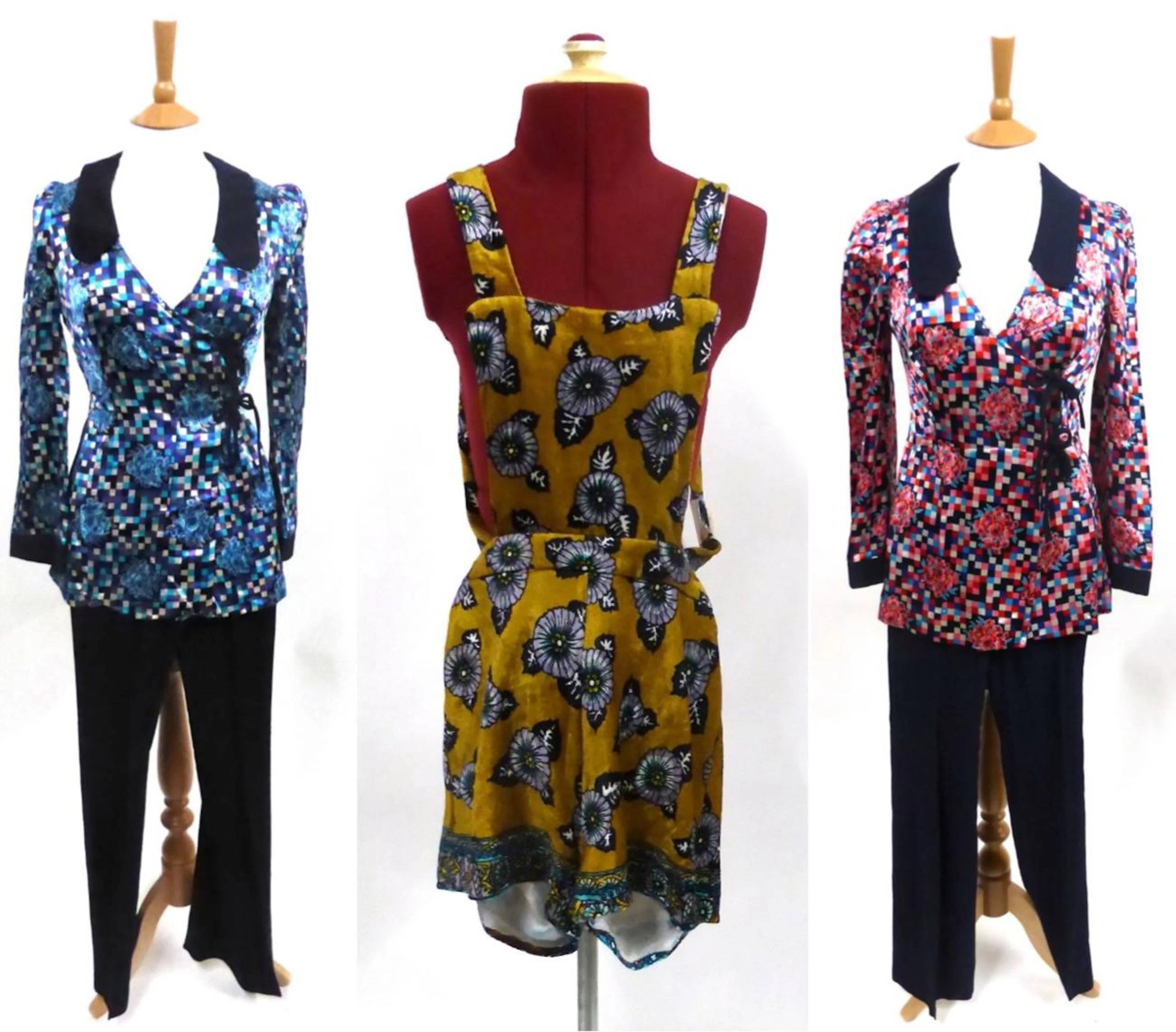 Early 1970's Anji Pink Checked and Floral Two Piece comprising...