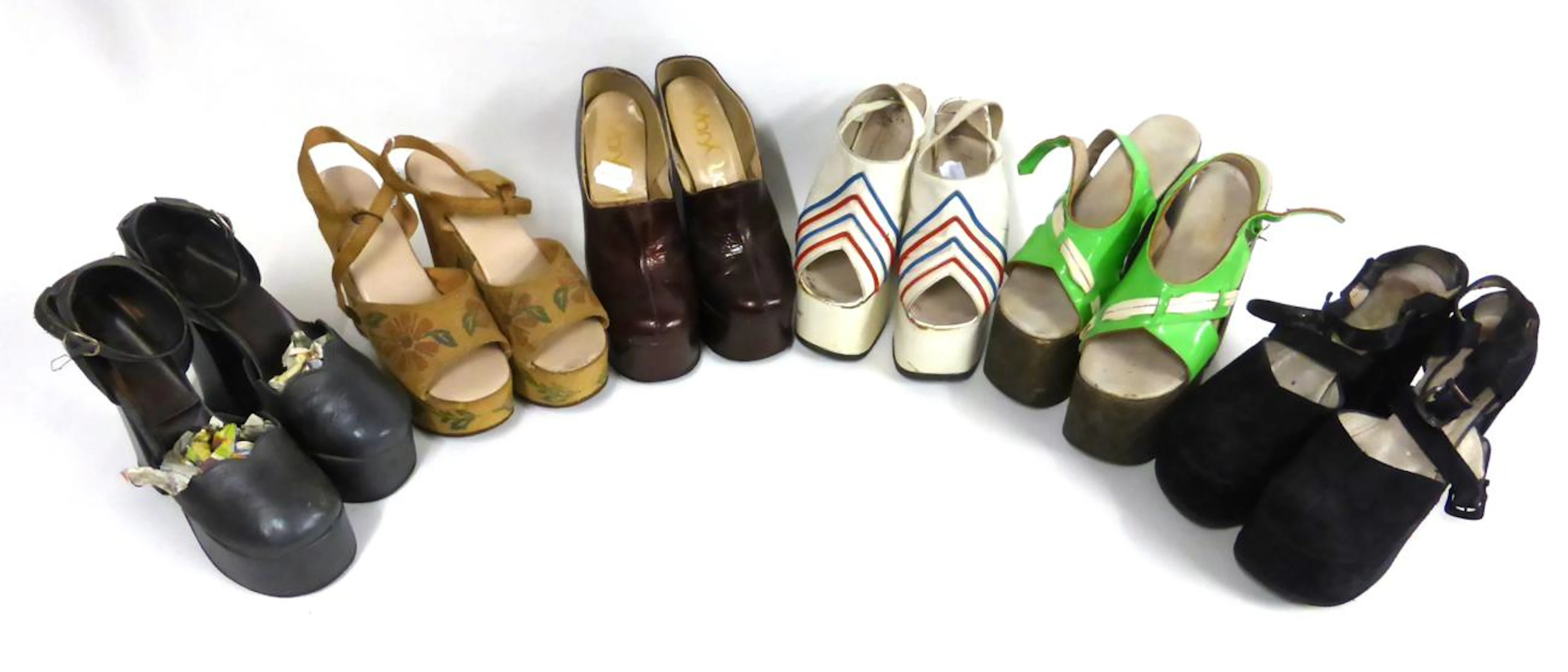 Six Pairs of Circa 1970's Platform Shoes including Mary Quant