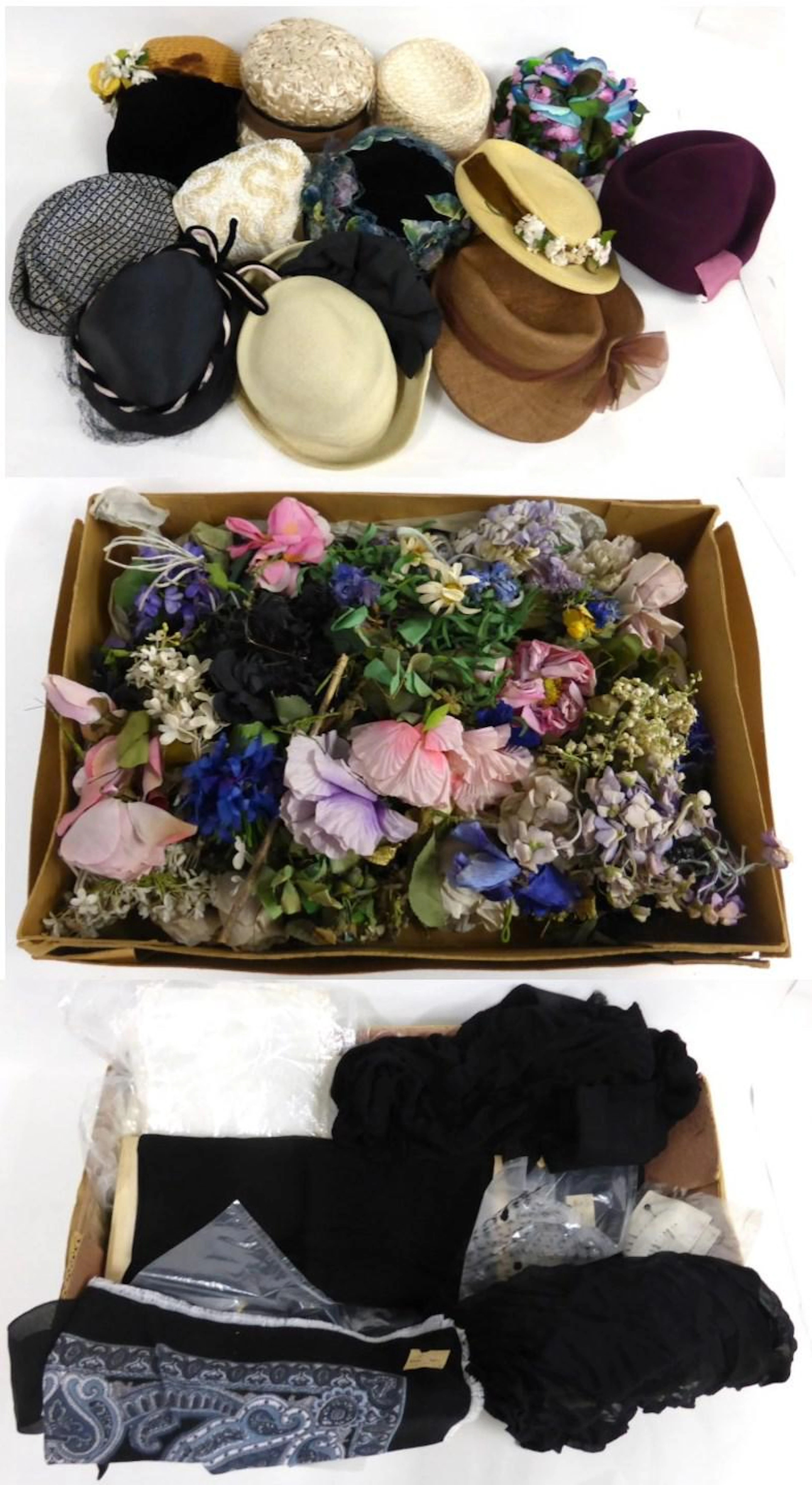 Assorted Circa 1930's and Later Hats including adesigned by black velvet hat