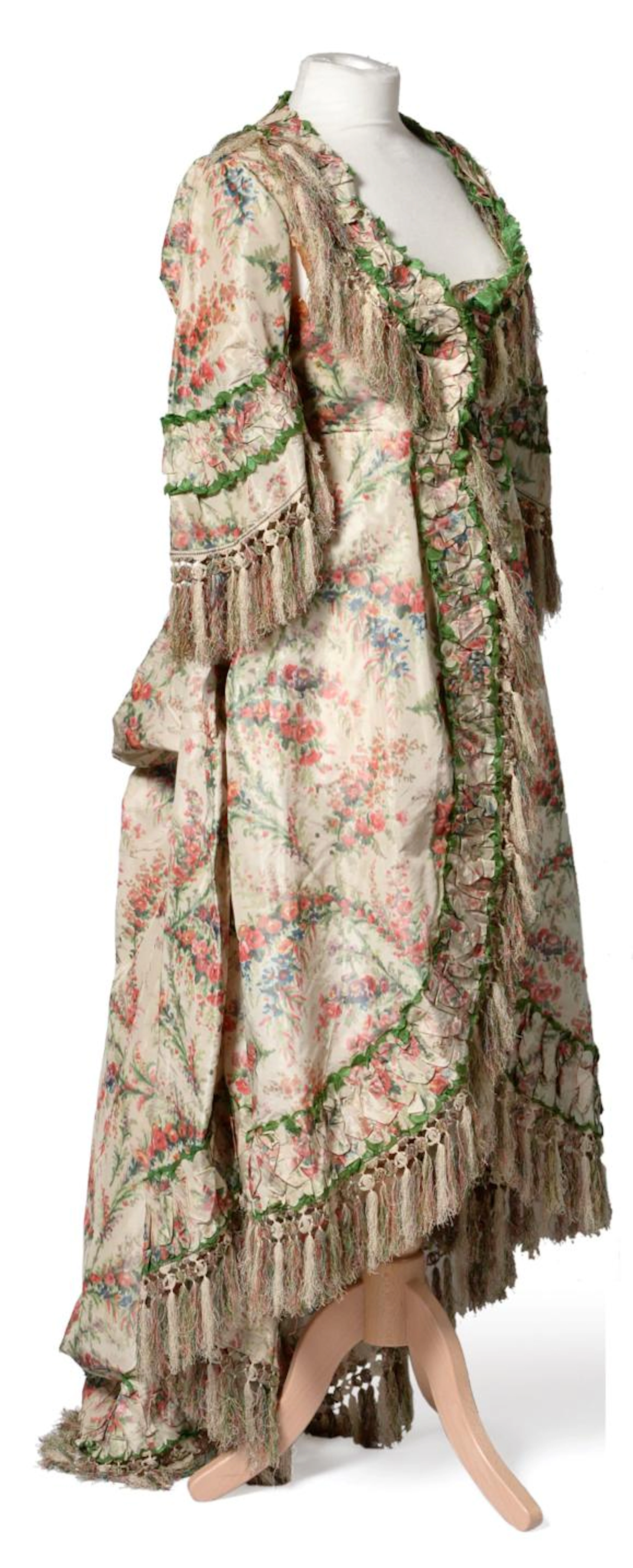 18th Century à la Polonaise Floral Printed Silk Robe