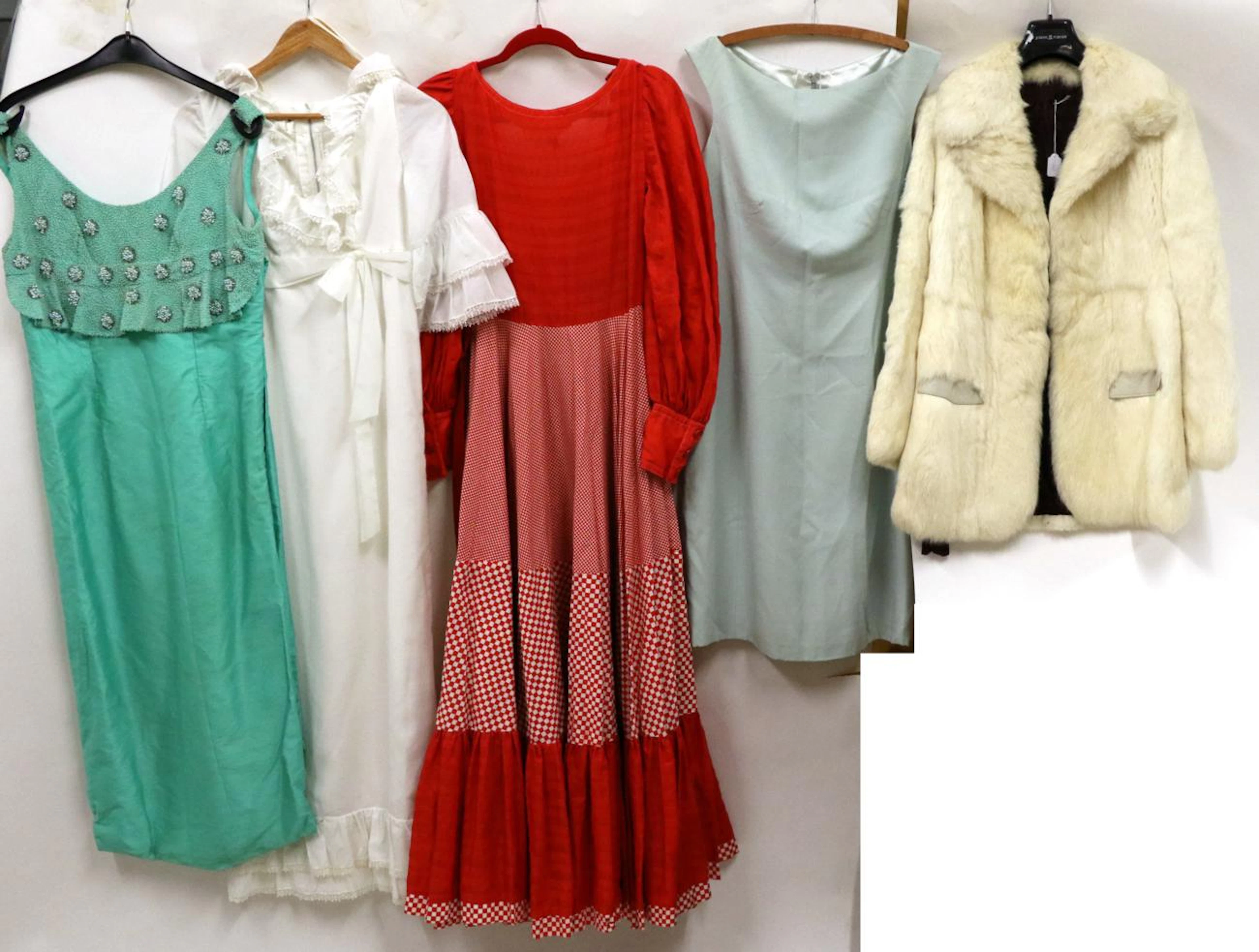 Circa 1960s and Later Costume including a cotton full length long sleeved dress