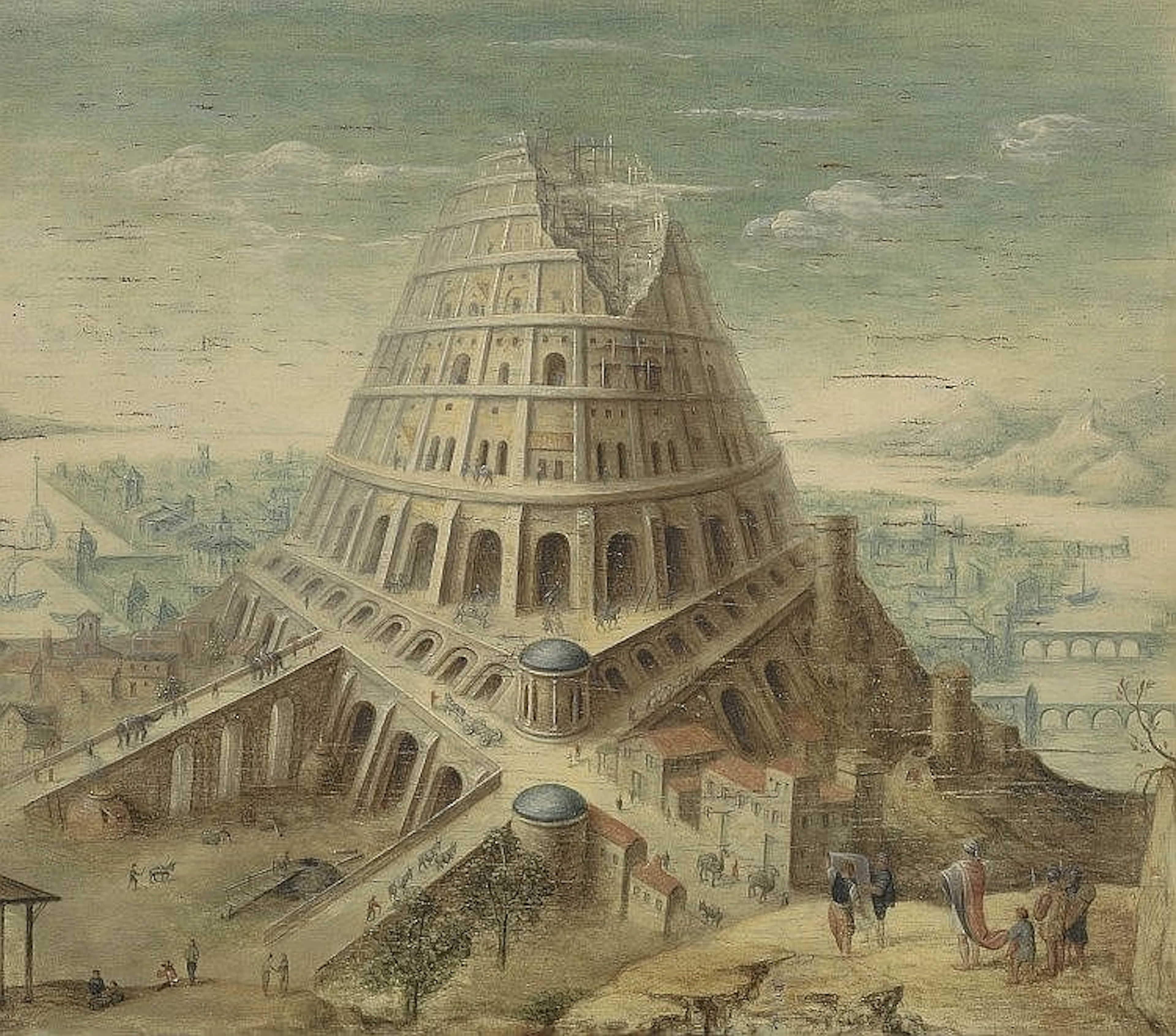 Scuola fiamminga, nei modi di Lucas van Valckenborch La Torre di Babele
