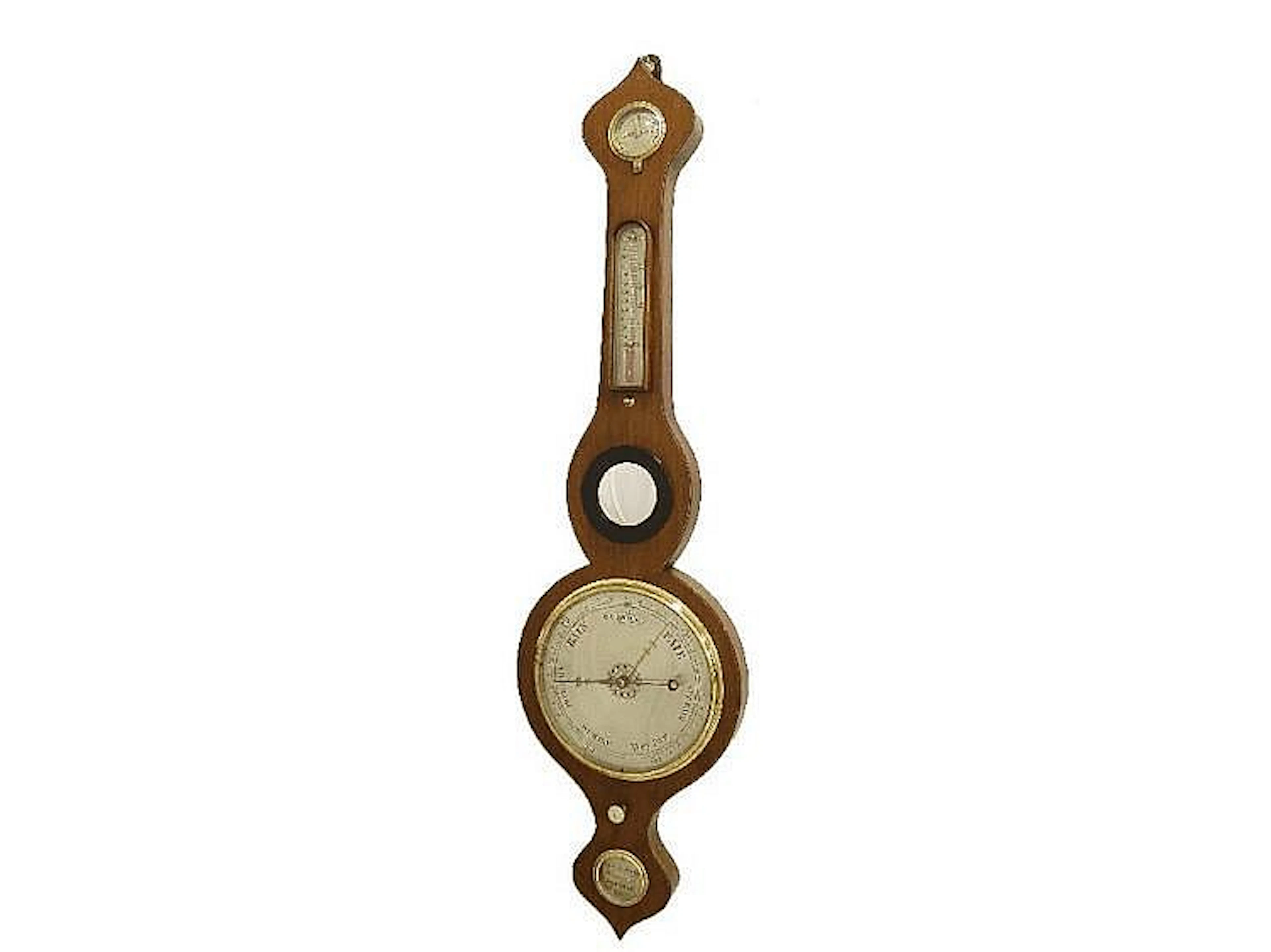 Mahogany five glass onion top wheel barometer,