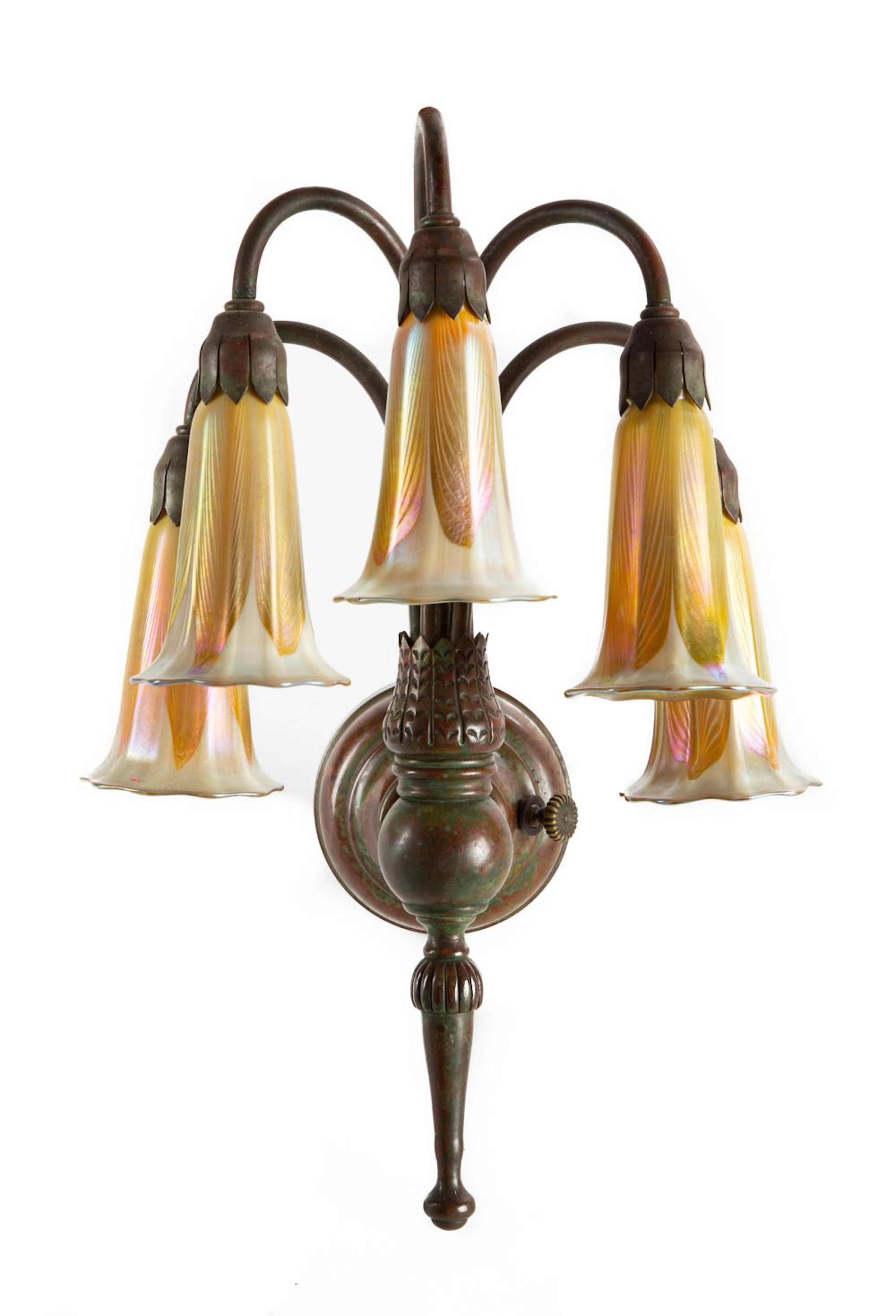 Tiffany Studios, New York 5 Light Lily Sconce