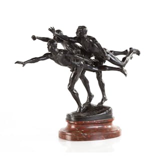 Alfred Boucher (French, 1850-1934), Au But, Bronze Group