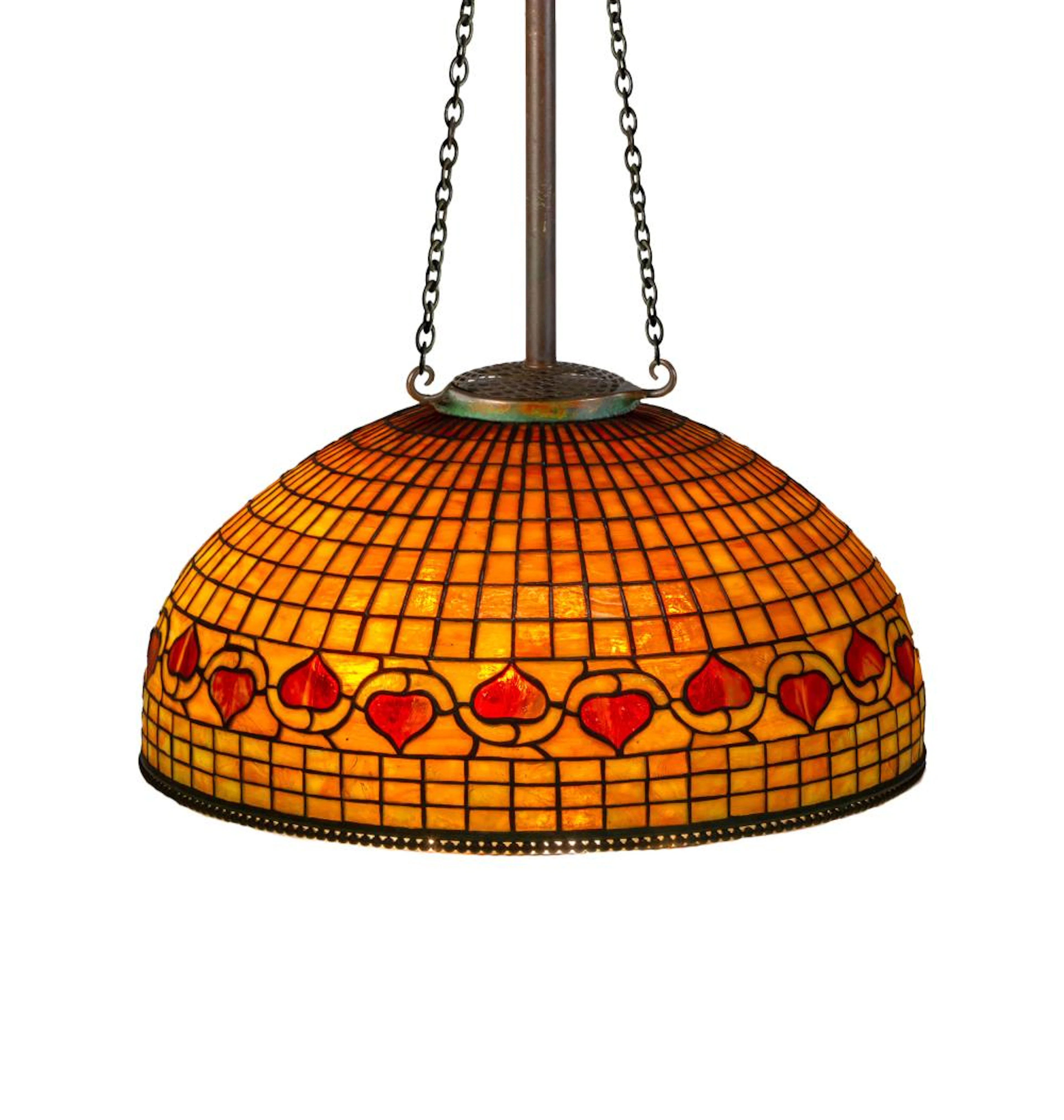 Tiffany Studios "Red Vine Border" Chandelier