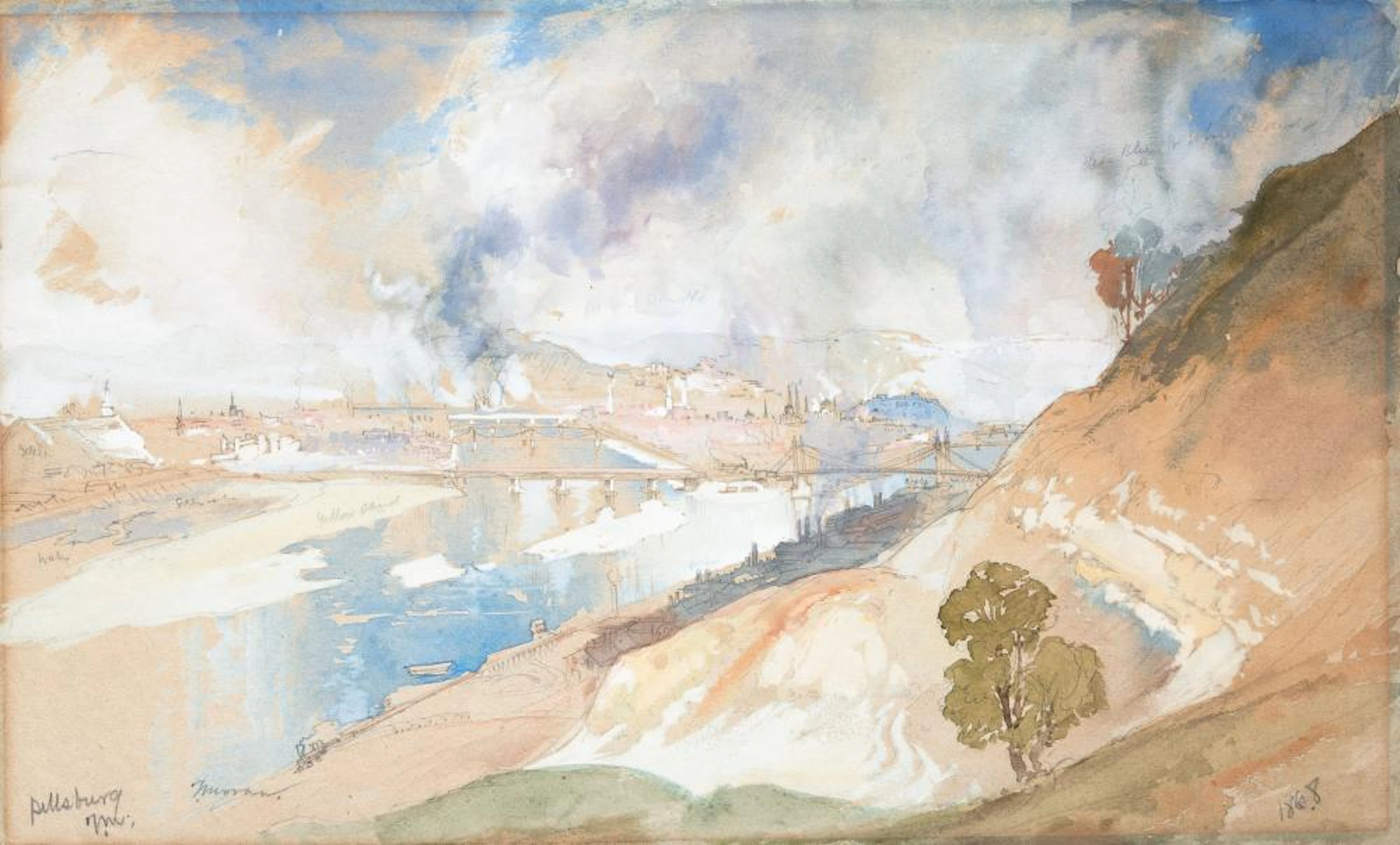 Thomas Moran, Study of Pittsburgh, Pennsylvania, 1868