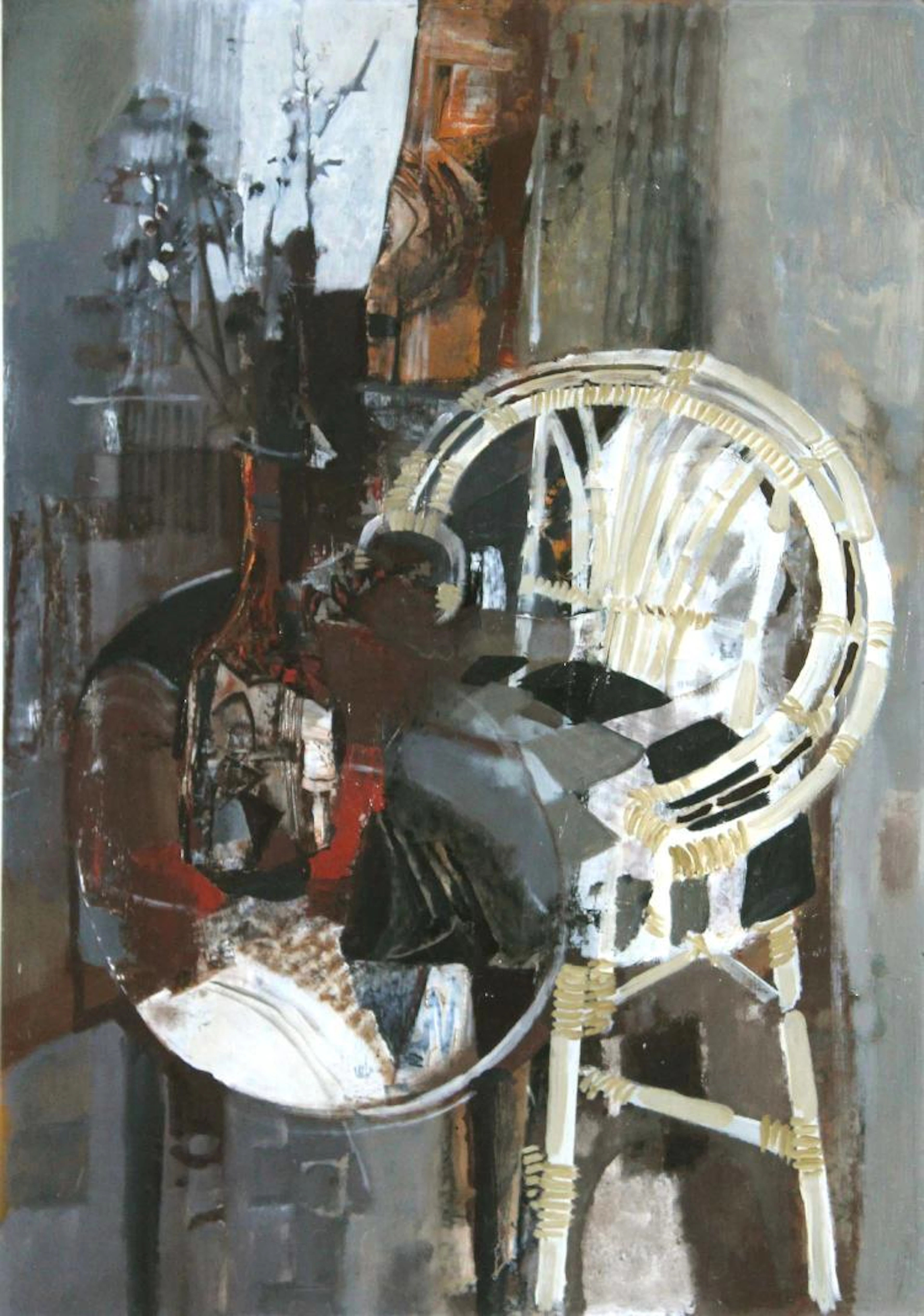 George Campbell RHA 1917-1979 STILL LIFE WITH CANE CHAIR