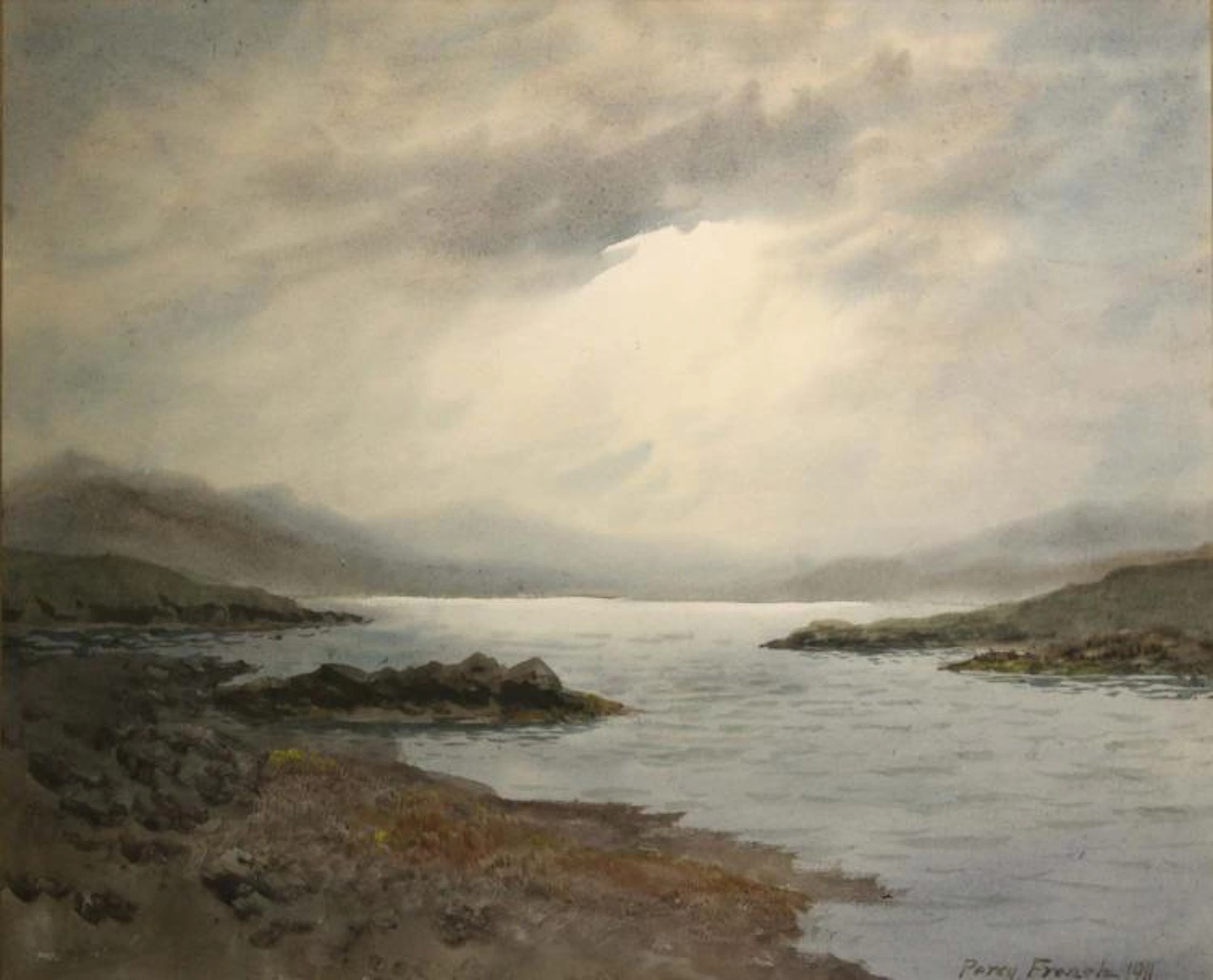 William Percy French 1854-1920 LAKE LANDSCAPE