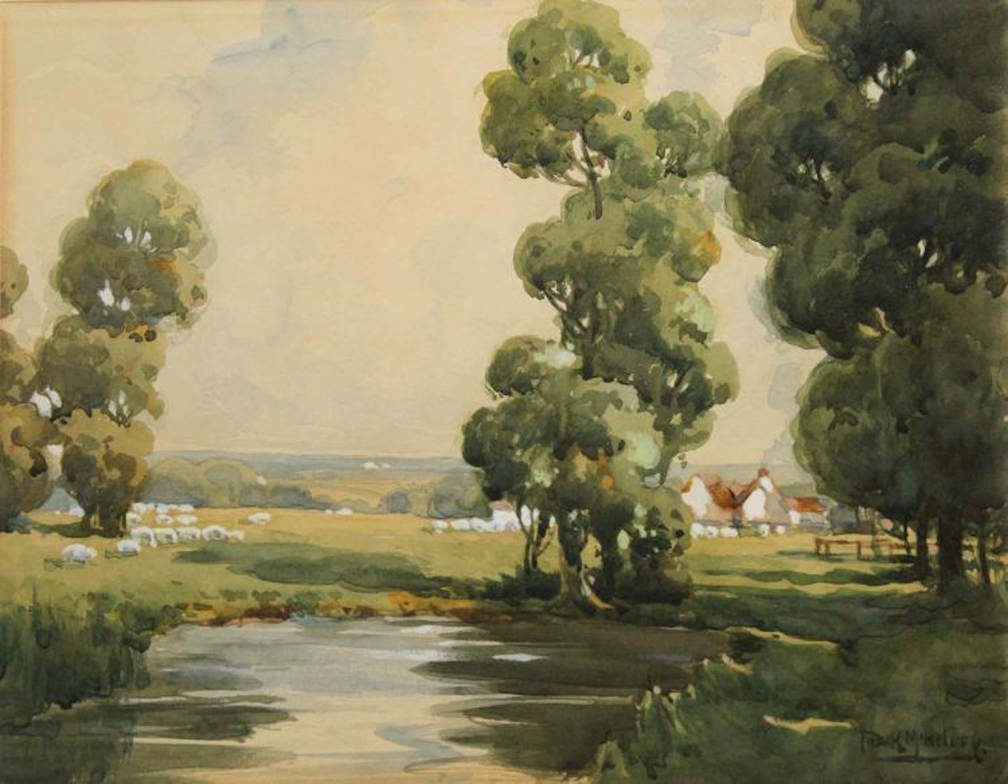 Frank McKelvey RHA RUA 1895 - 1974 RIVER SCENE Watercolour
