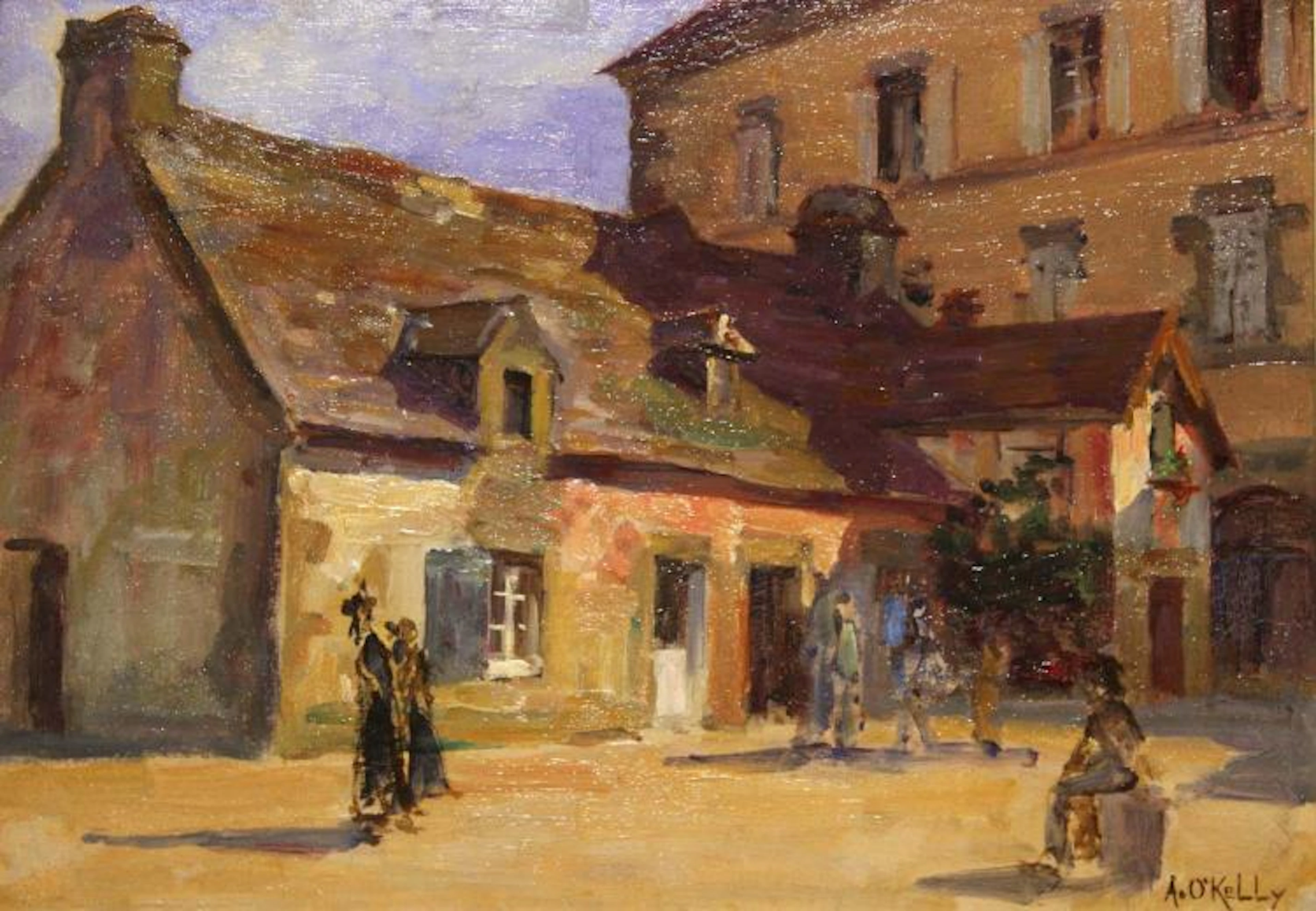 Aloysius O'Kelly RHA 1850-1929 FRENCH FARMHOUSE Oil on board