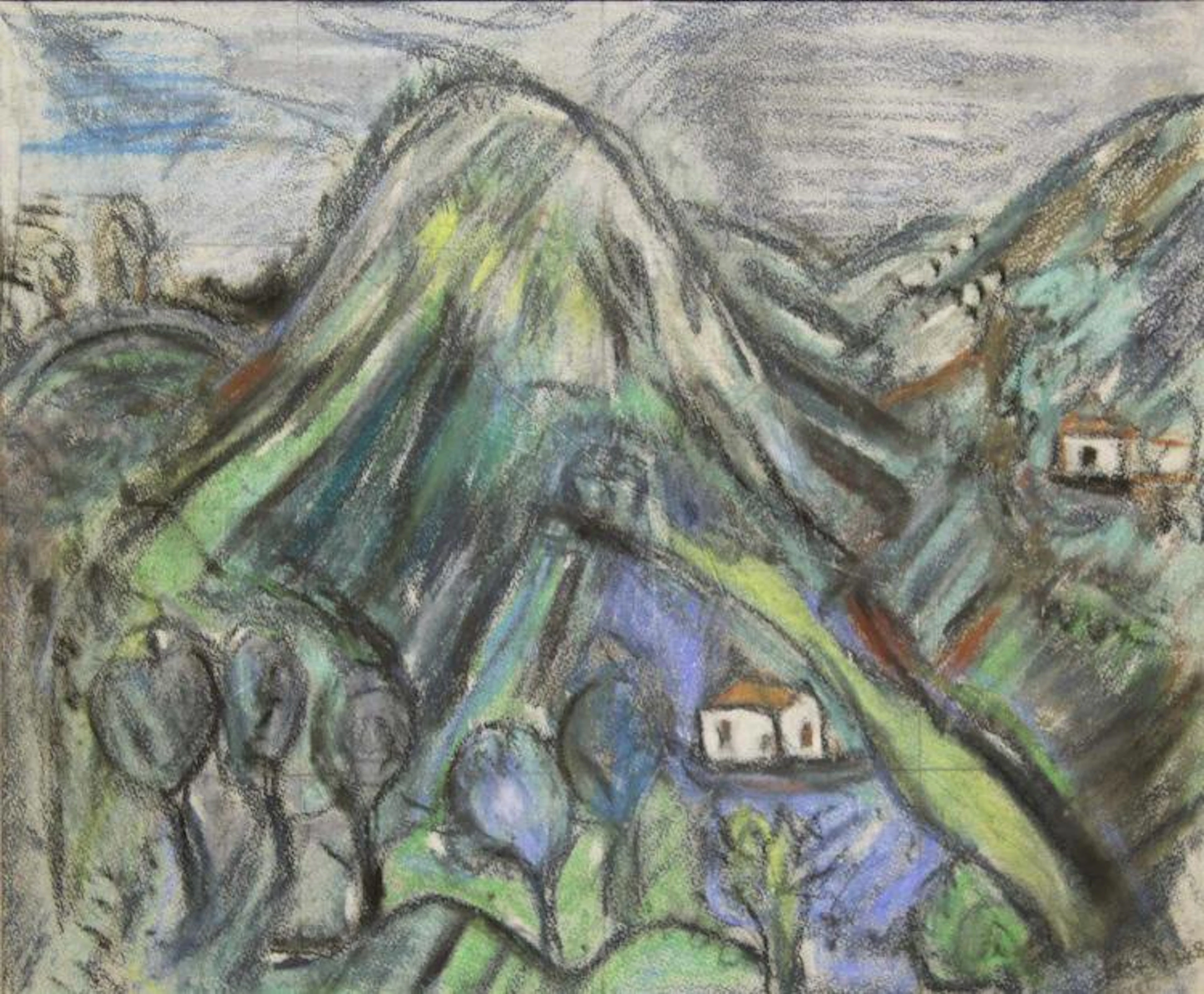 Evie Hone 1894-1955 HILLSIDE LANDSCAPE Pastel