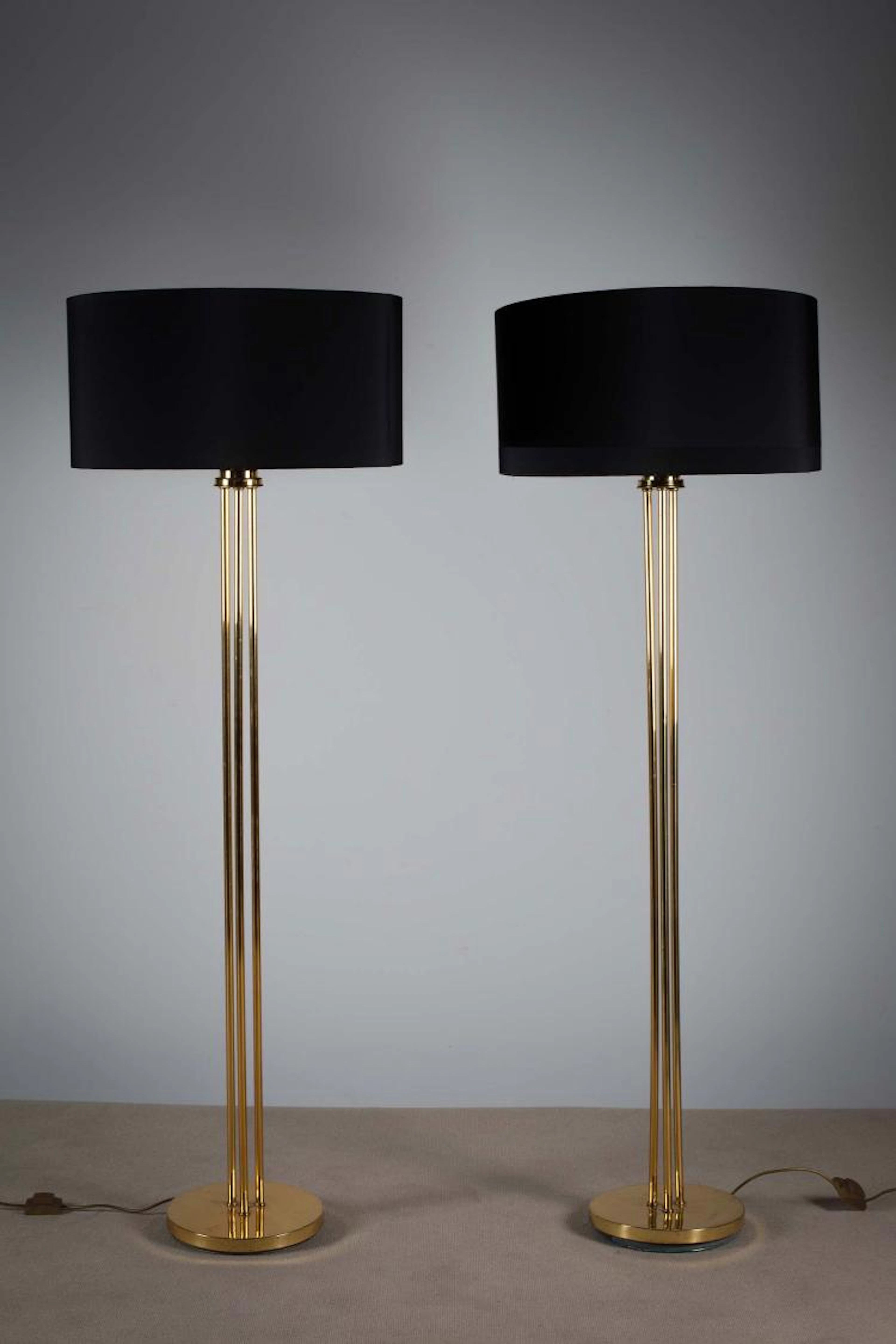 A PAIR OF BRASS STANDARD LAMPS
