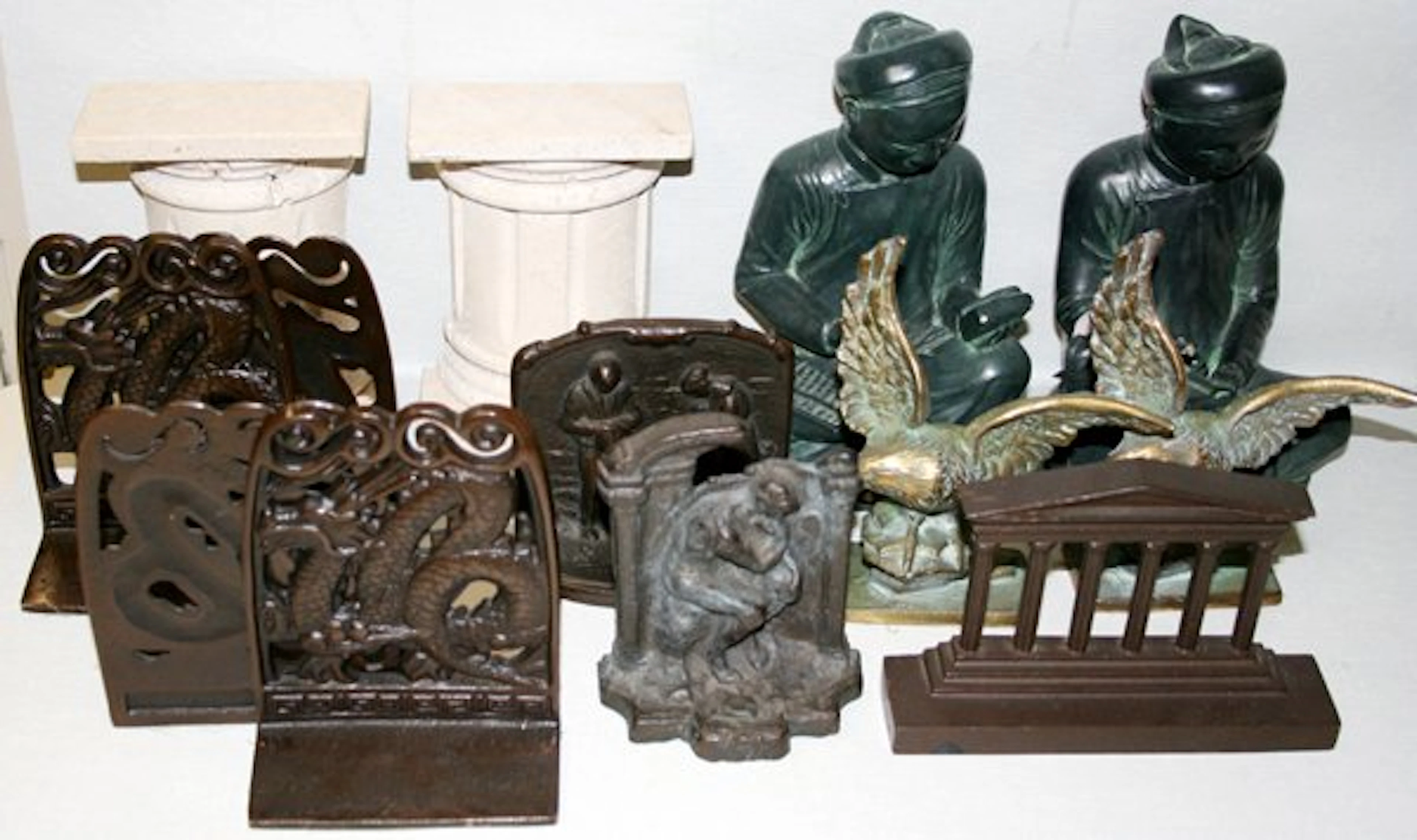 100287: ASSORTED BRONZE & COMPOSITION BOOKENDS