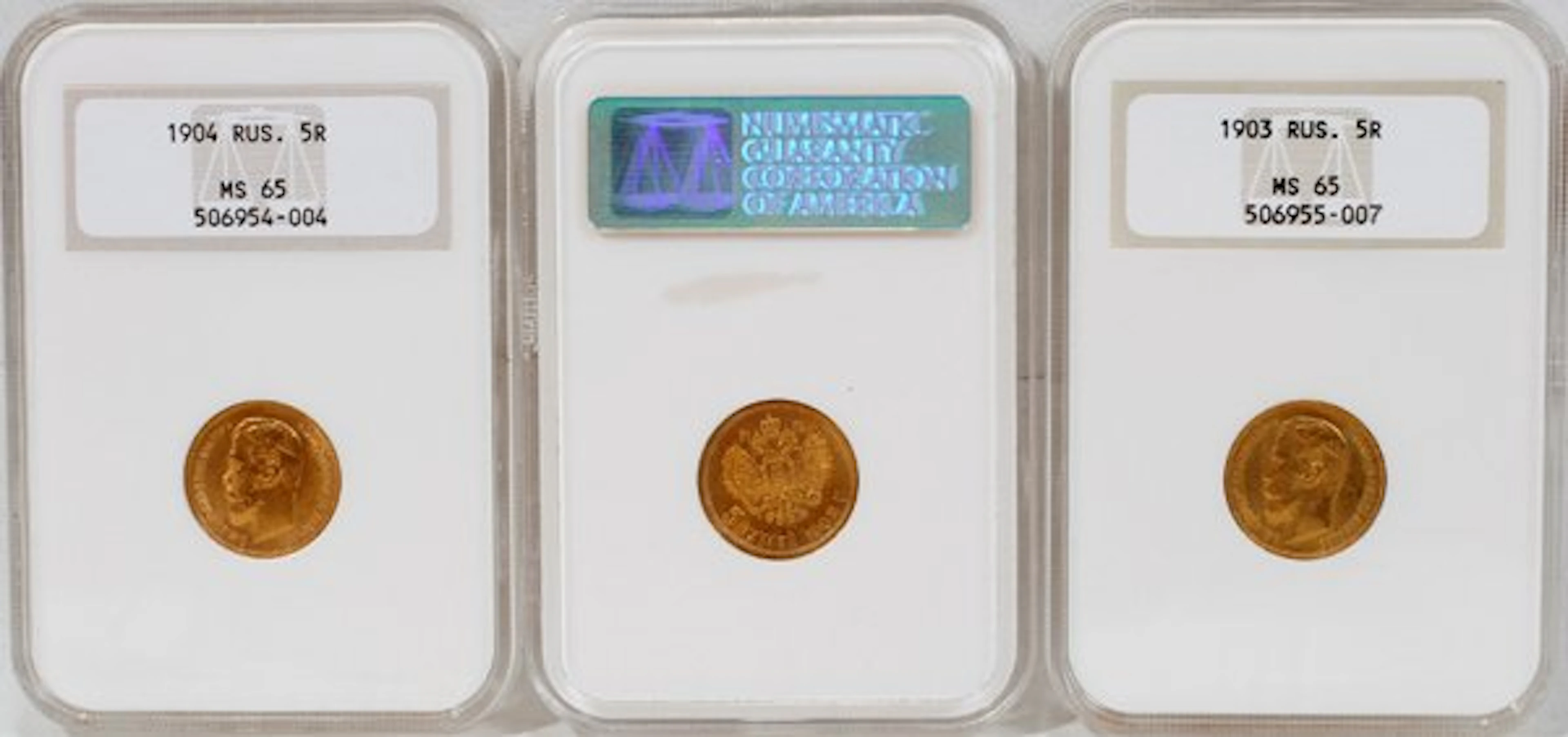 090130: RUSSIAN GOLD COINS EAGLE, FIVE RUBLES