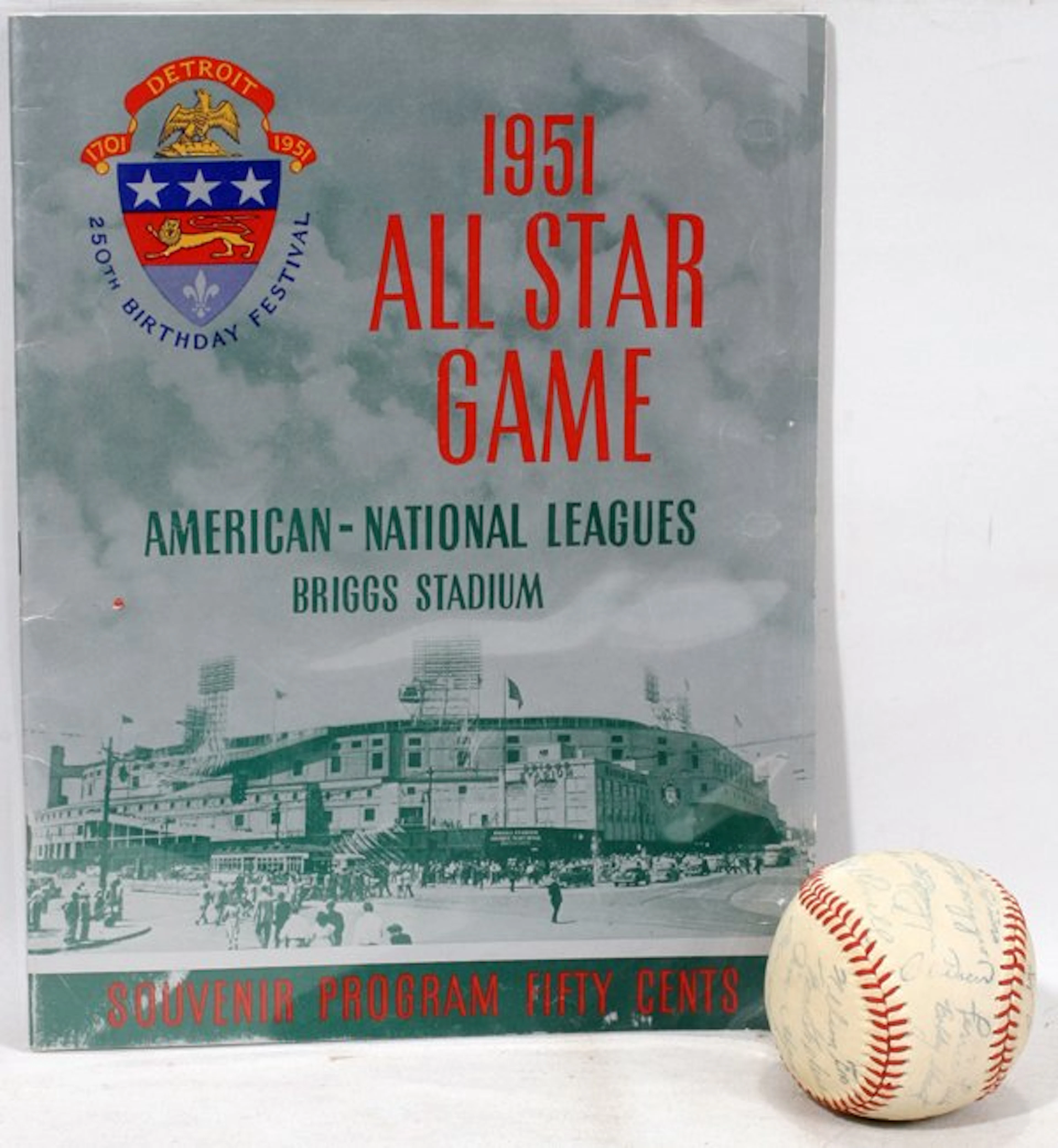 040090: 1951 ALL-STAR GAME SIGNED BASEBALL AND PROGRAM