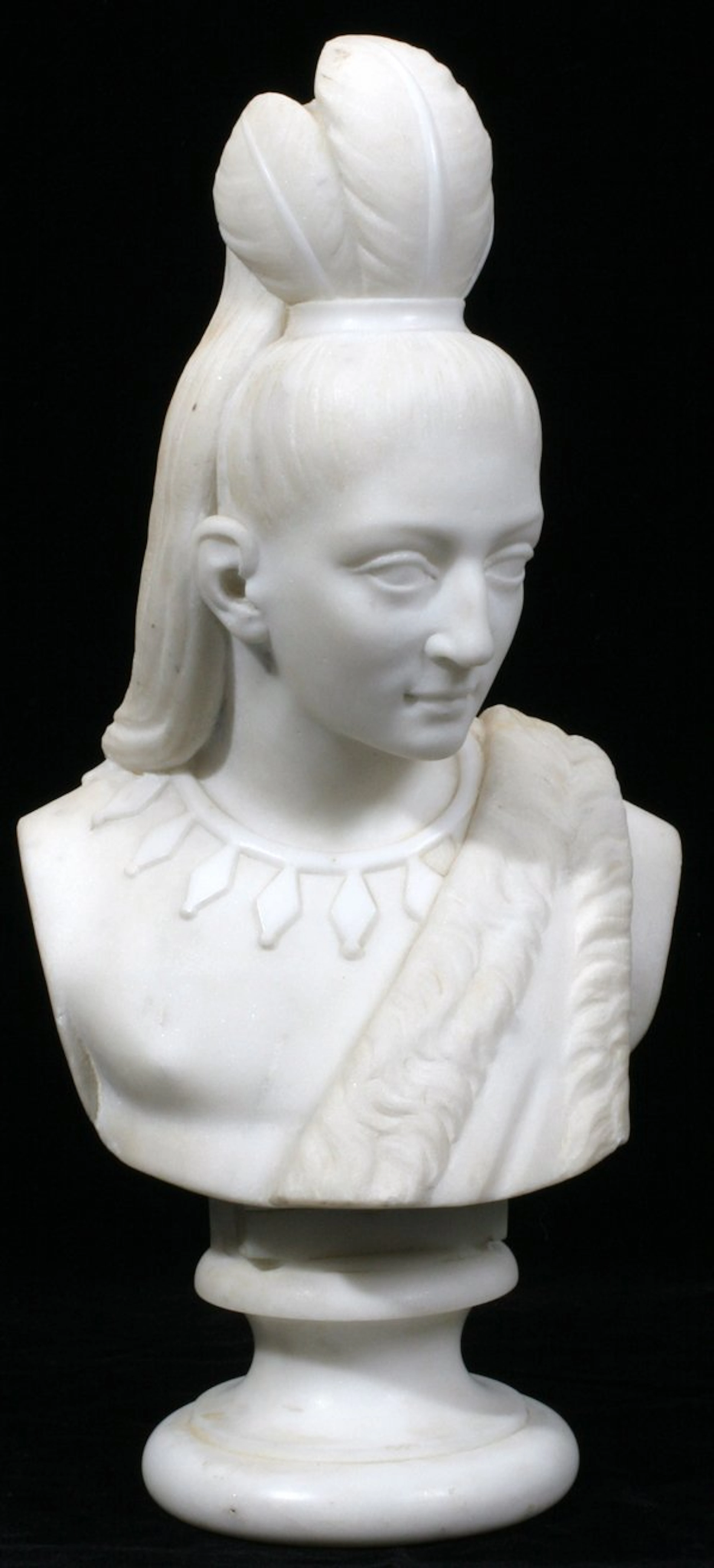 042022: ATT TO EDMONIA LEWIS CARVED WHITE MARBLE BUST