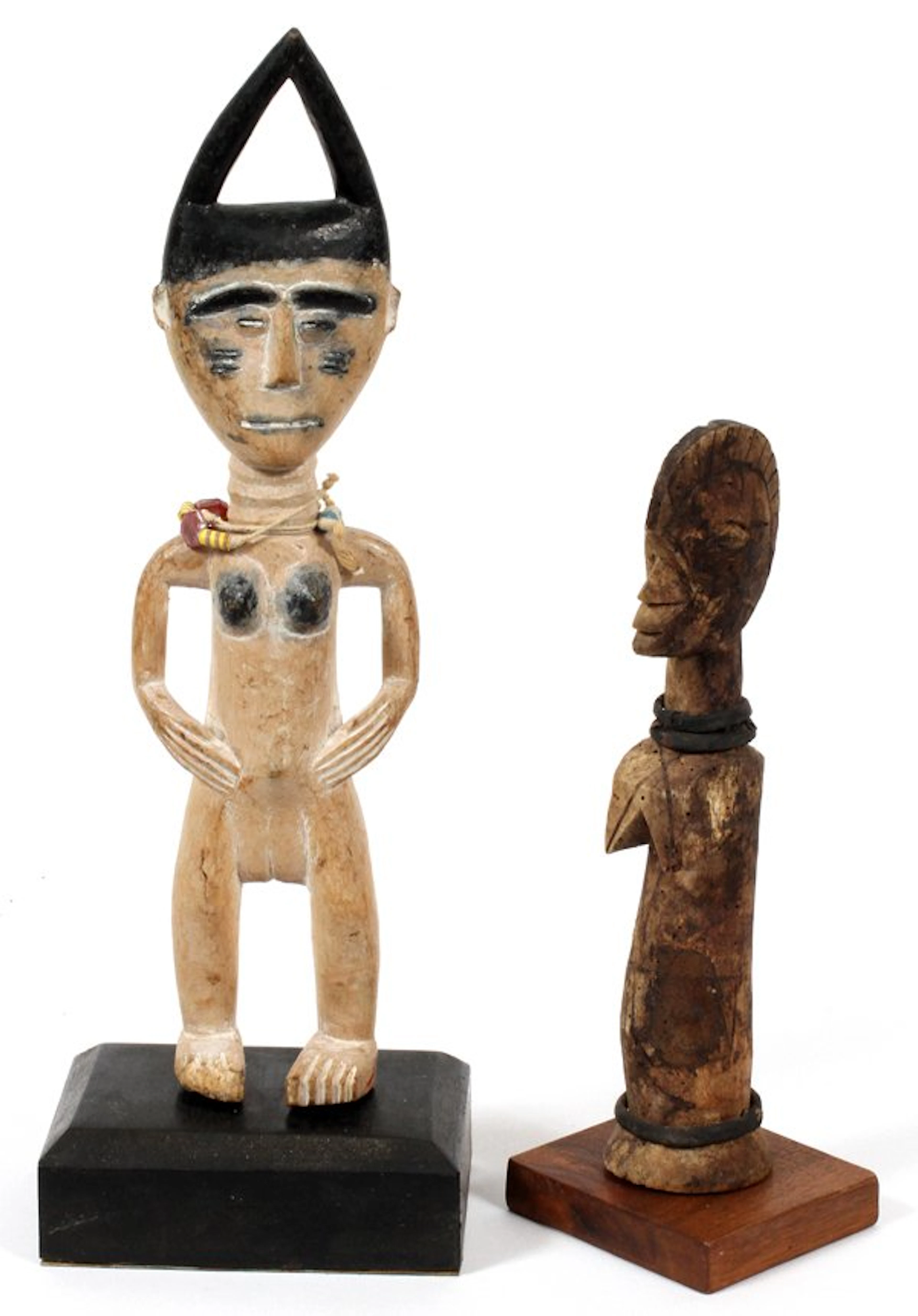 MOSSI AGREA ASHANTI AFRICAN CARVED WOOD FIGURES TWO