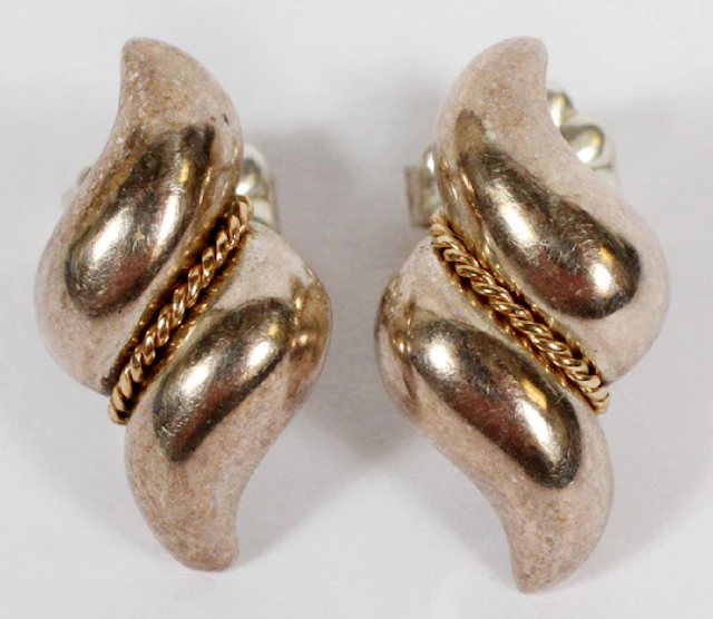 TIFFANY & CO. STERLING SILVER AND GOLD EARRINGS